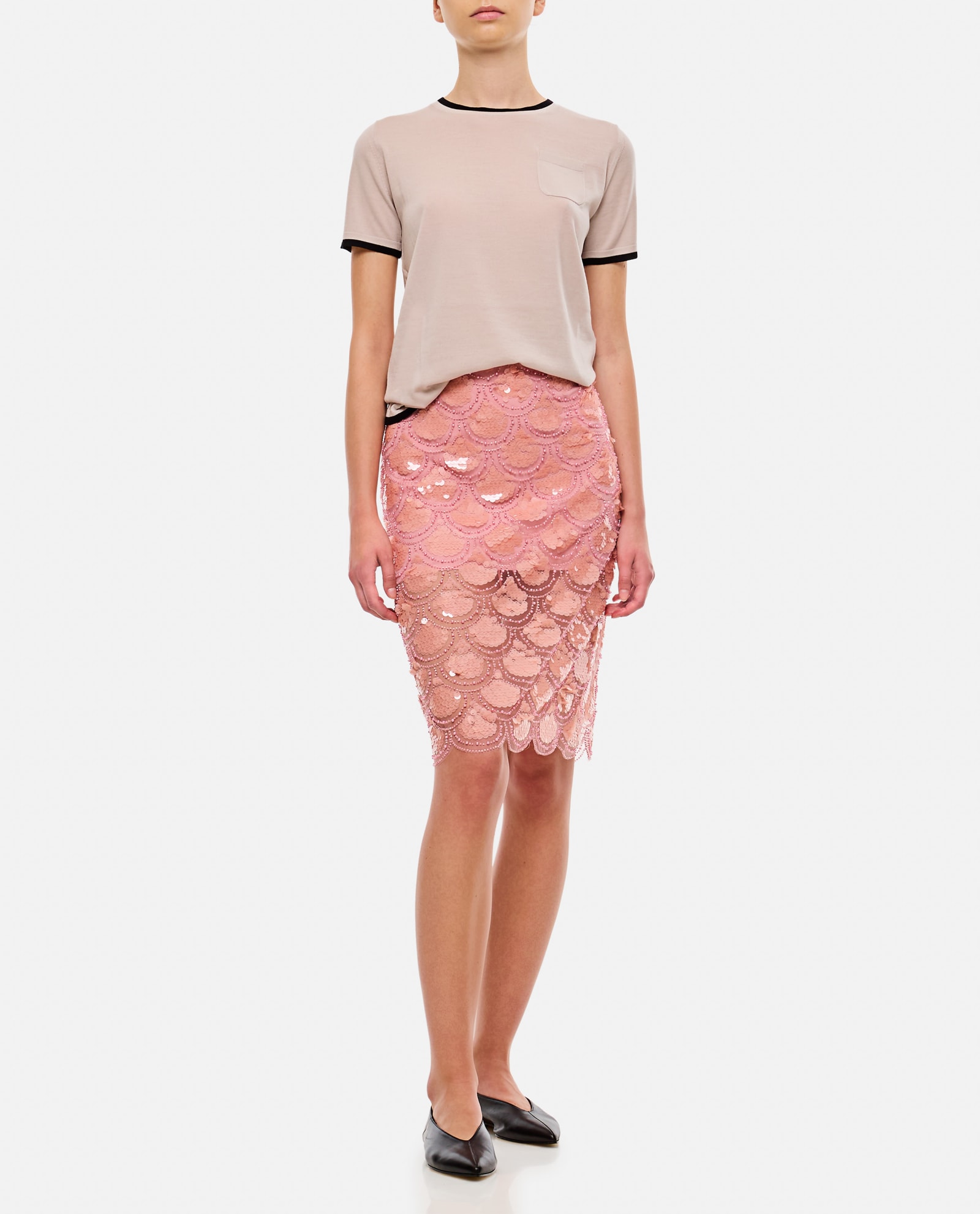 Shop Rotate Birger Christensen Midi Skirt With Pink Sequins