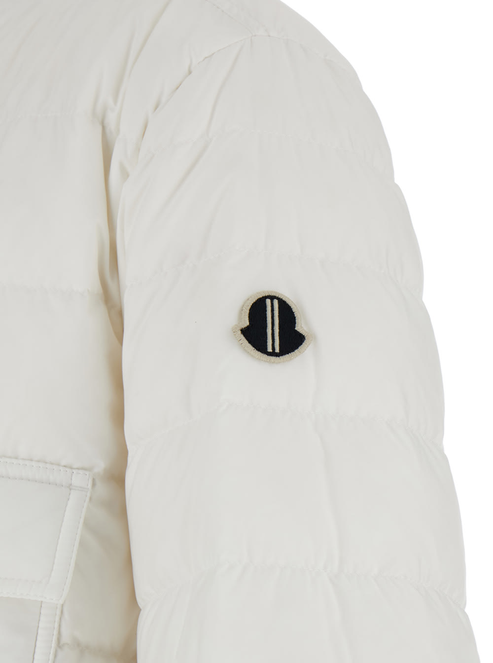 Moncler Genius White Down Jacket With Logo Patch On The Sleeve And Snap Buttons In Tech Fabric Man