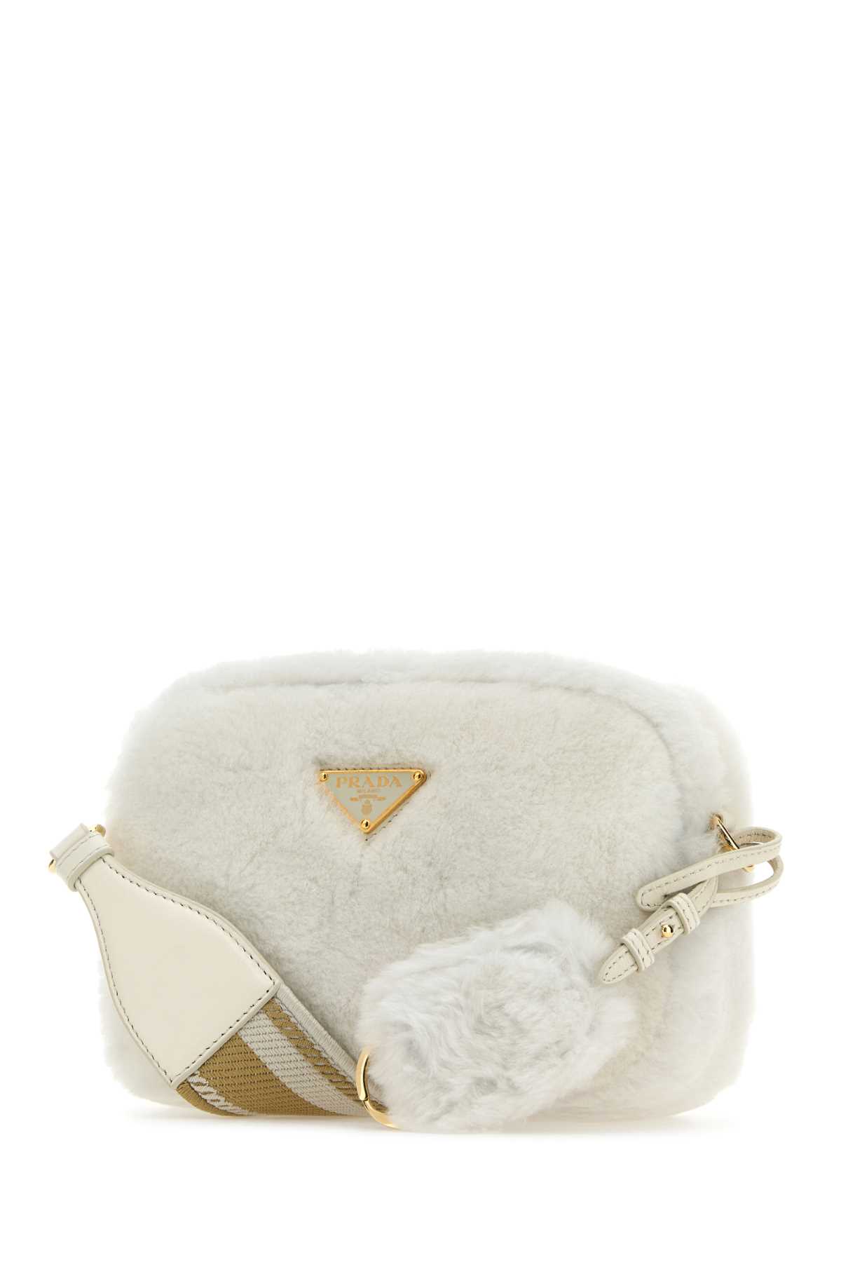 Shop Prada White Shearling Crossbody Bag In Bianco