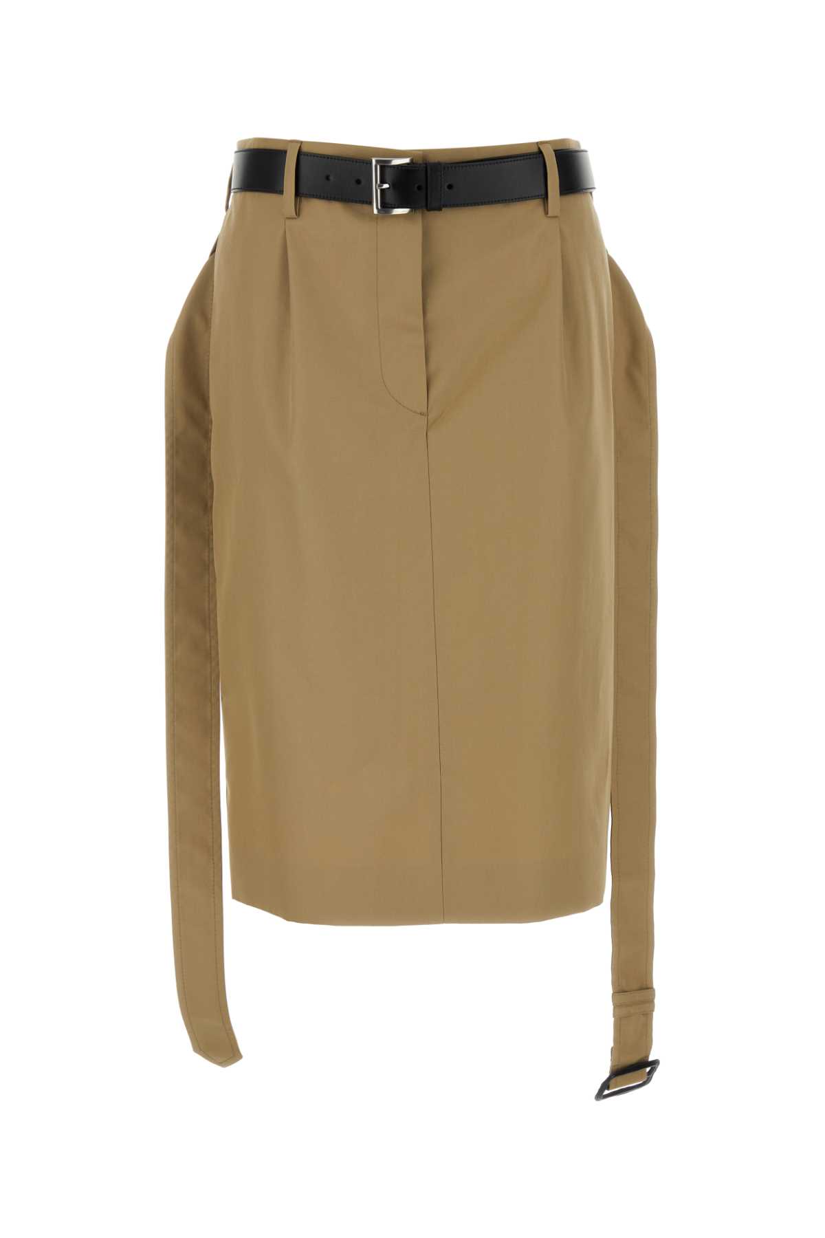 Shop Prada Khaki Twill Skirt In Corda