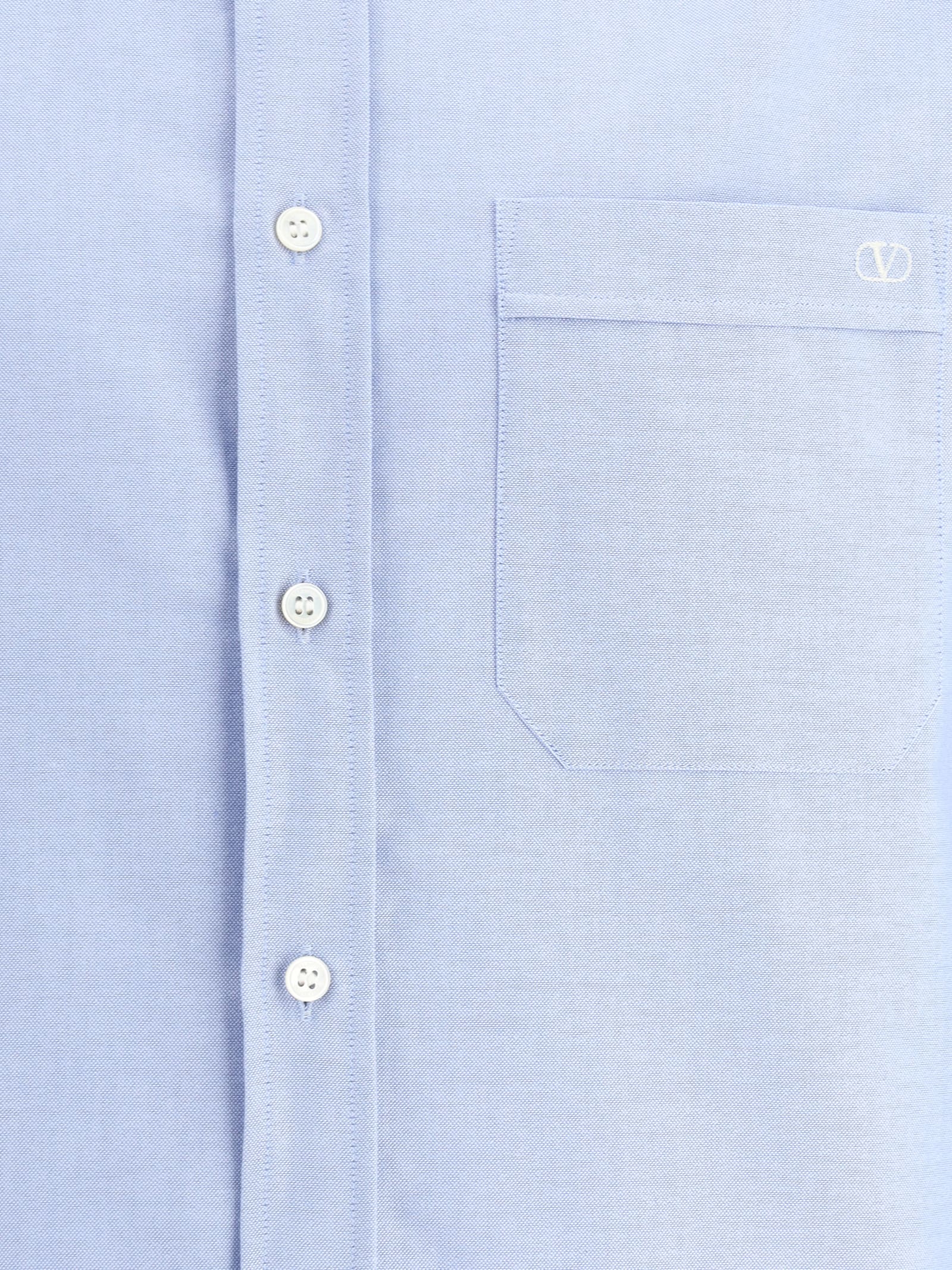 Valentino Camicia Maniche Lunghe Vlogo Signature Shirts Light Blue In Celeste
