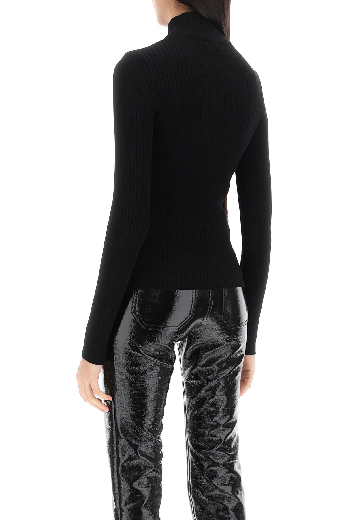 Shop Courrèges Re-edition Ribbed Funnel-neck Sweater In Black (black)