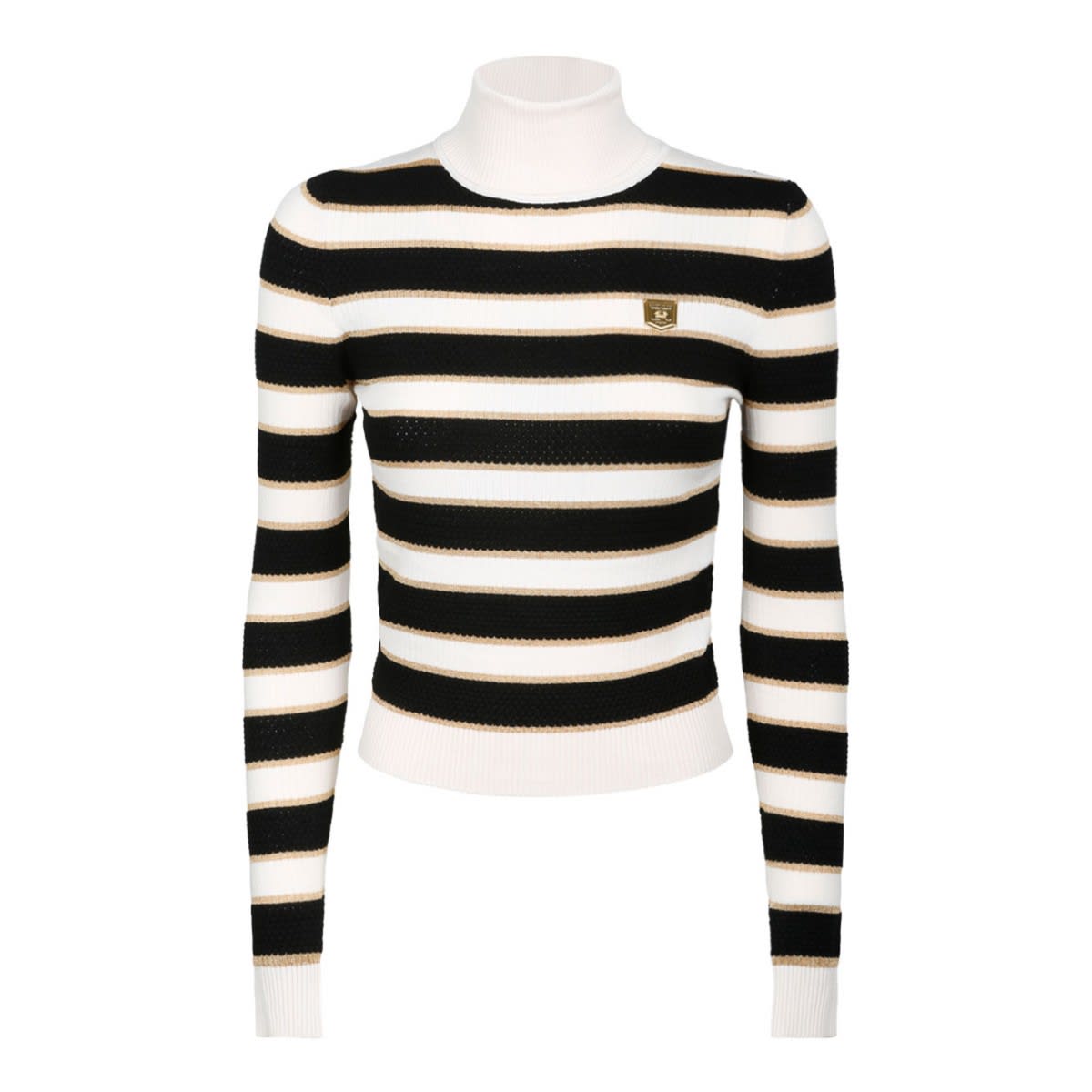 Shop Elisabetta Franchi Maglia Tricot In Burro