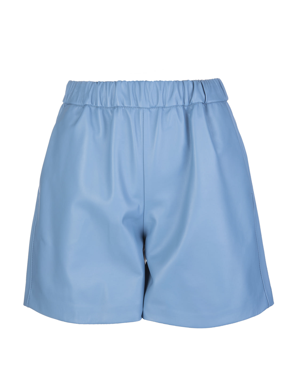 RED Valentino High Waisted Shorts In Light Blue Leather