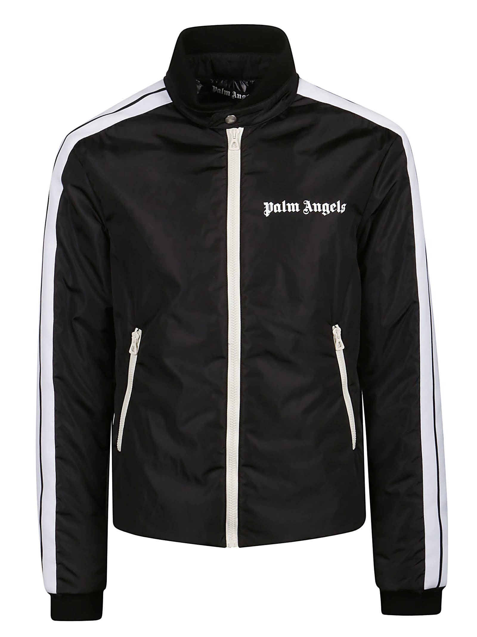 Palm Angels Lightweight Puffer Track Jacket In Black White