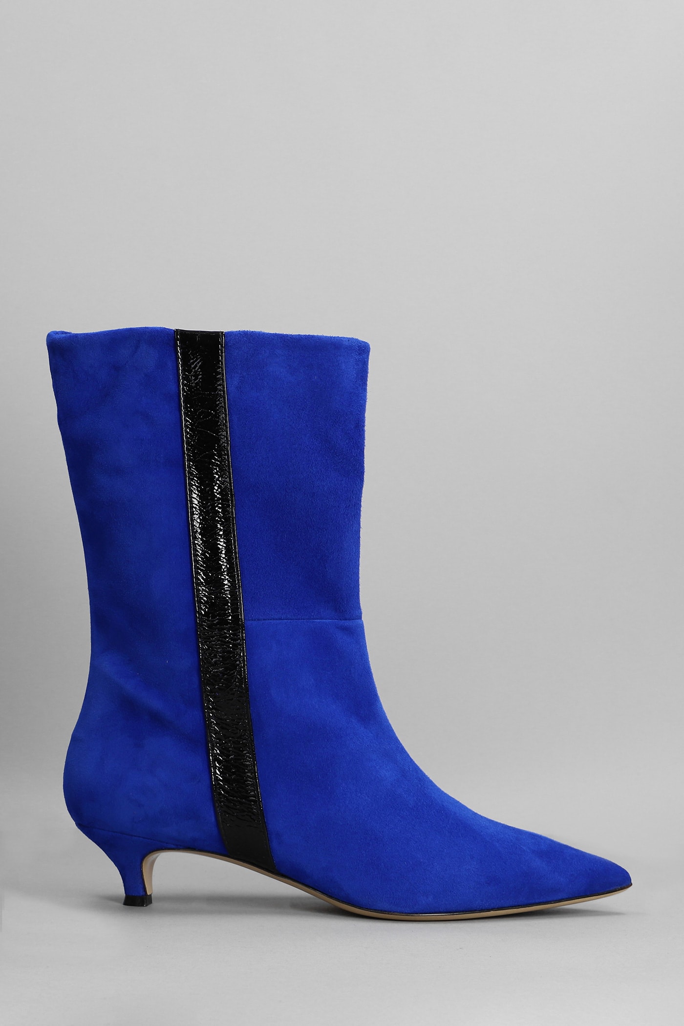 Alchimia High Heels Ankle Boots In Blue Suede