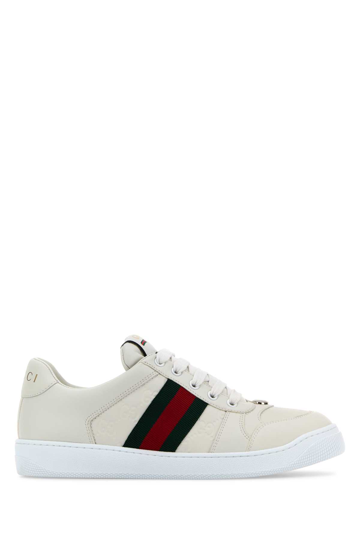 Shop Gucci White Leather Screener Sneakers In Greatwgwwhvrvw