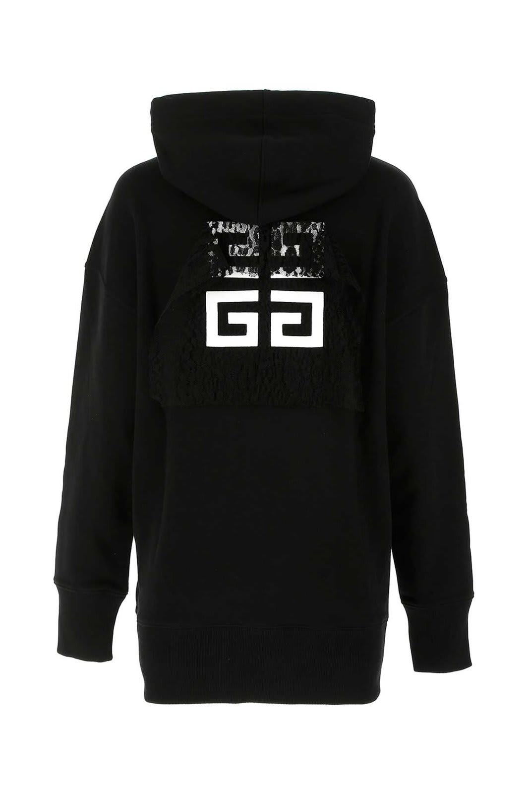 Shop Givenchy Lace Panel Oversized Hoodie In Black