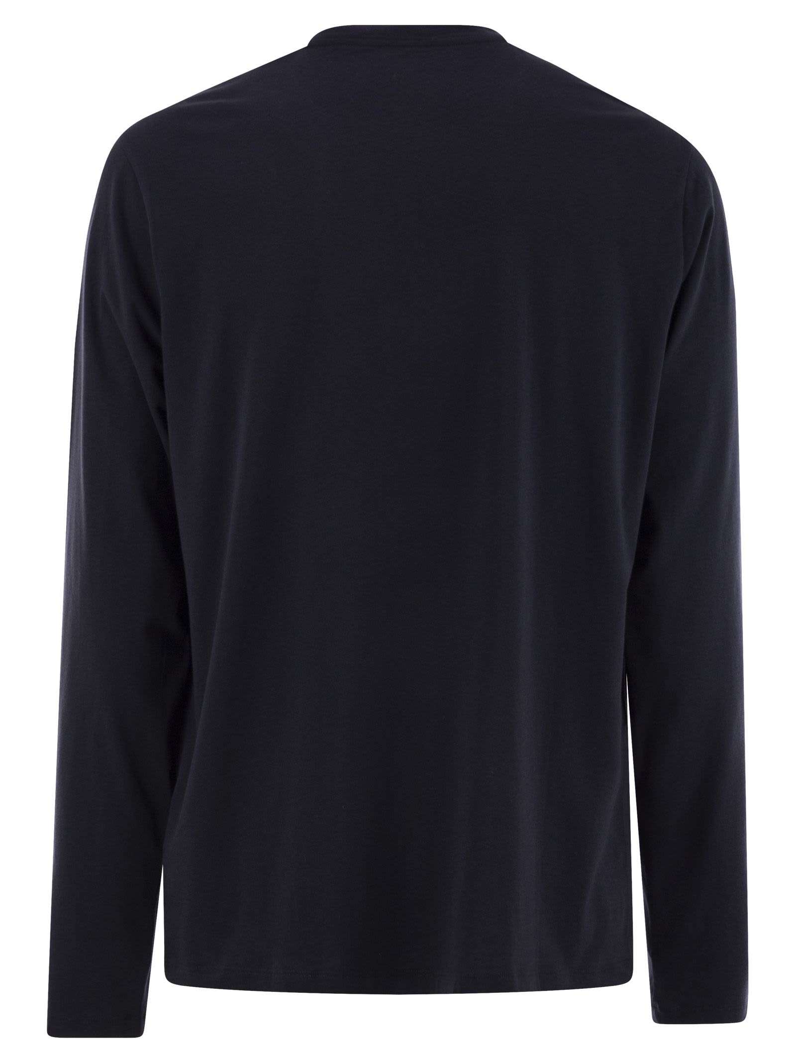 Majestic Long-sleeved Crew-neck T-shirt In Blue