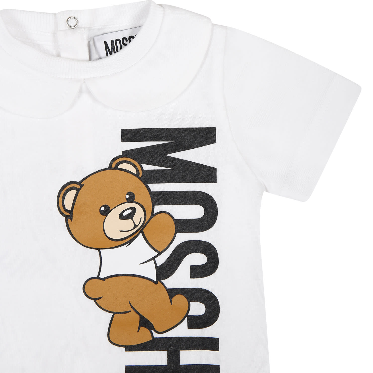 Shop Moschino White Romper For Baby Kids With Teddy Bear