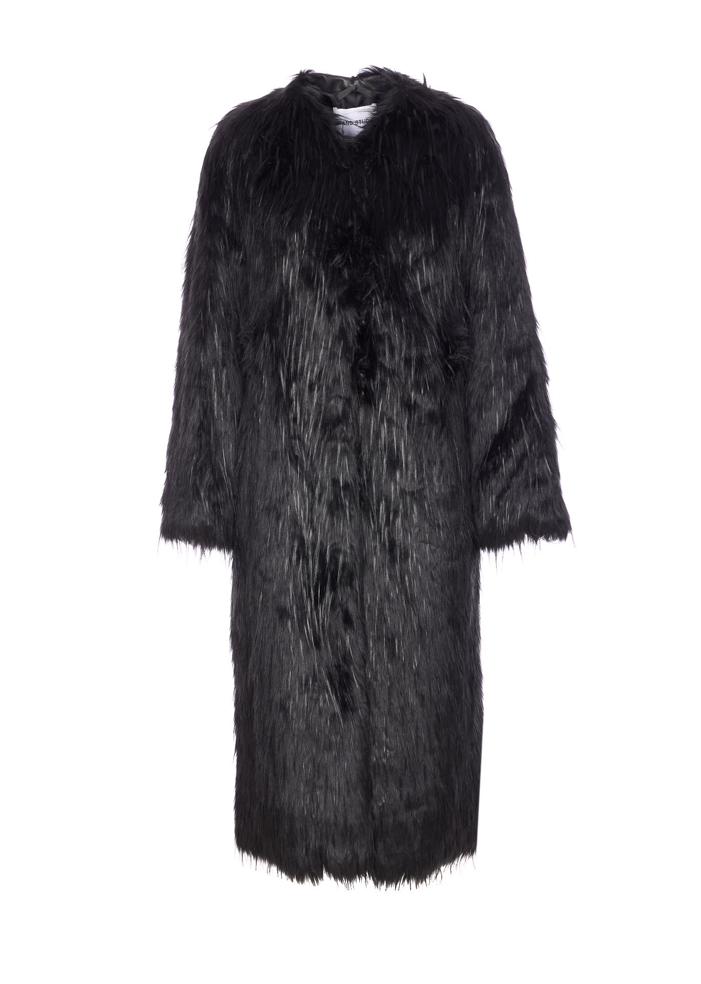 Stand Studio Carolina Faux Fur Long Coat In Black
