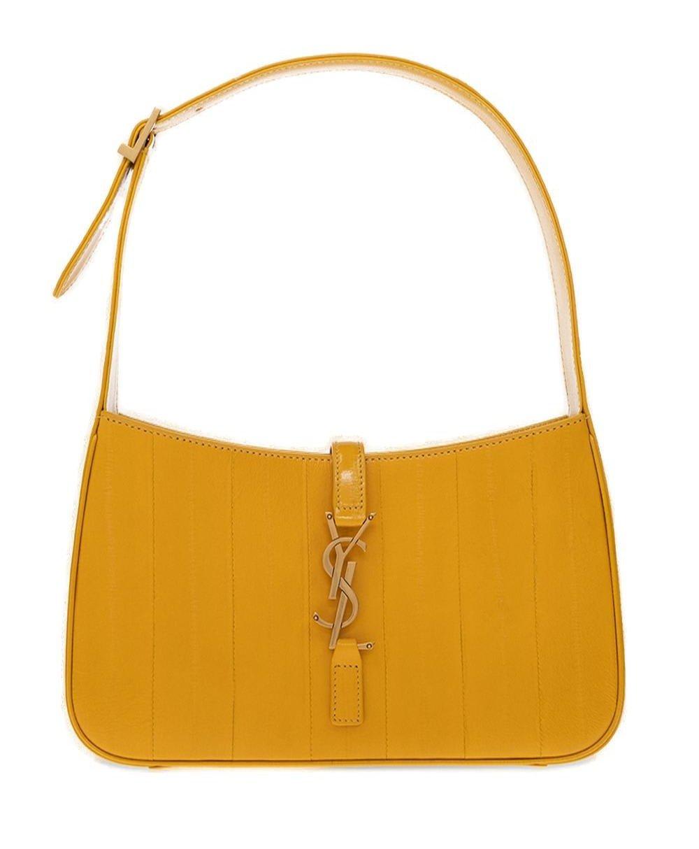 Shop Saint Laurent Le 5 À 7 Logo Plaque Shoulder Bag In Yellow