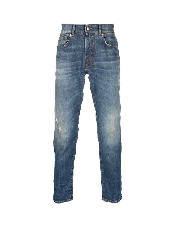 Shop John Richmond Slim Jeans Whit Rips In Blu