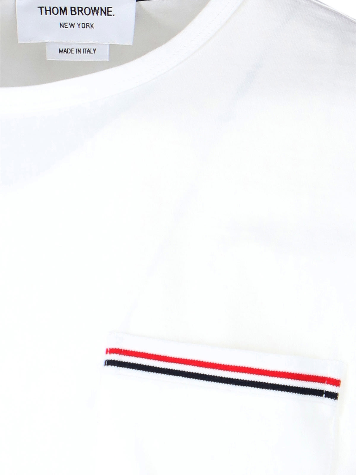 Shop Thom Browne Tricolor Pocket T-shirt In White