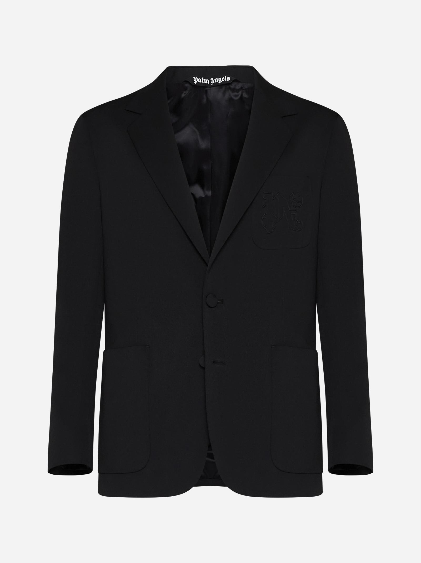 PALM ANGELS MONOGRAM WOOL-BLEND BLAZER