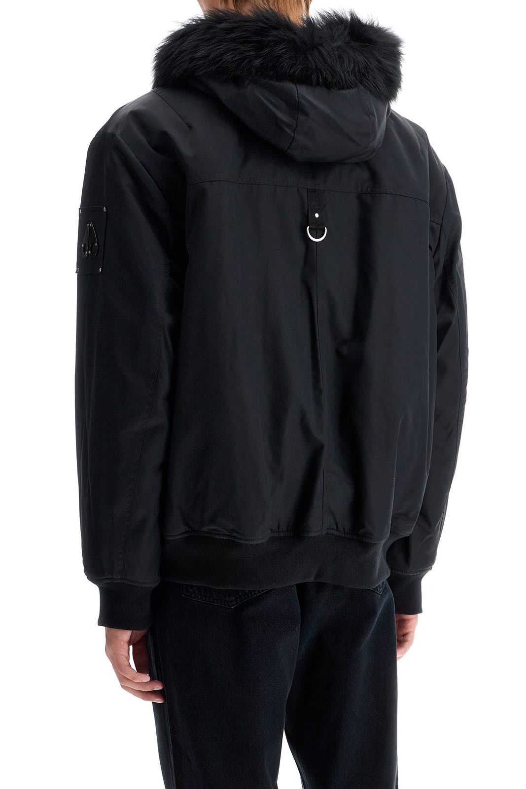 Shop Moose Knuckles Denali Satin Bomber Jacket In Black