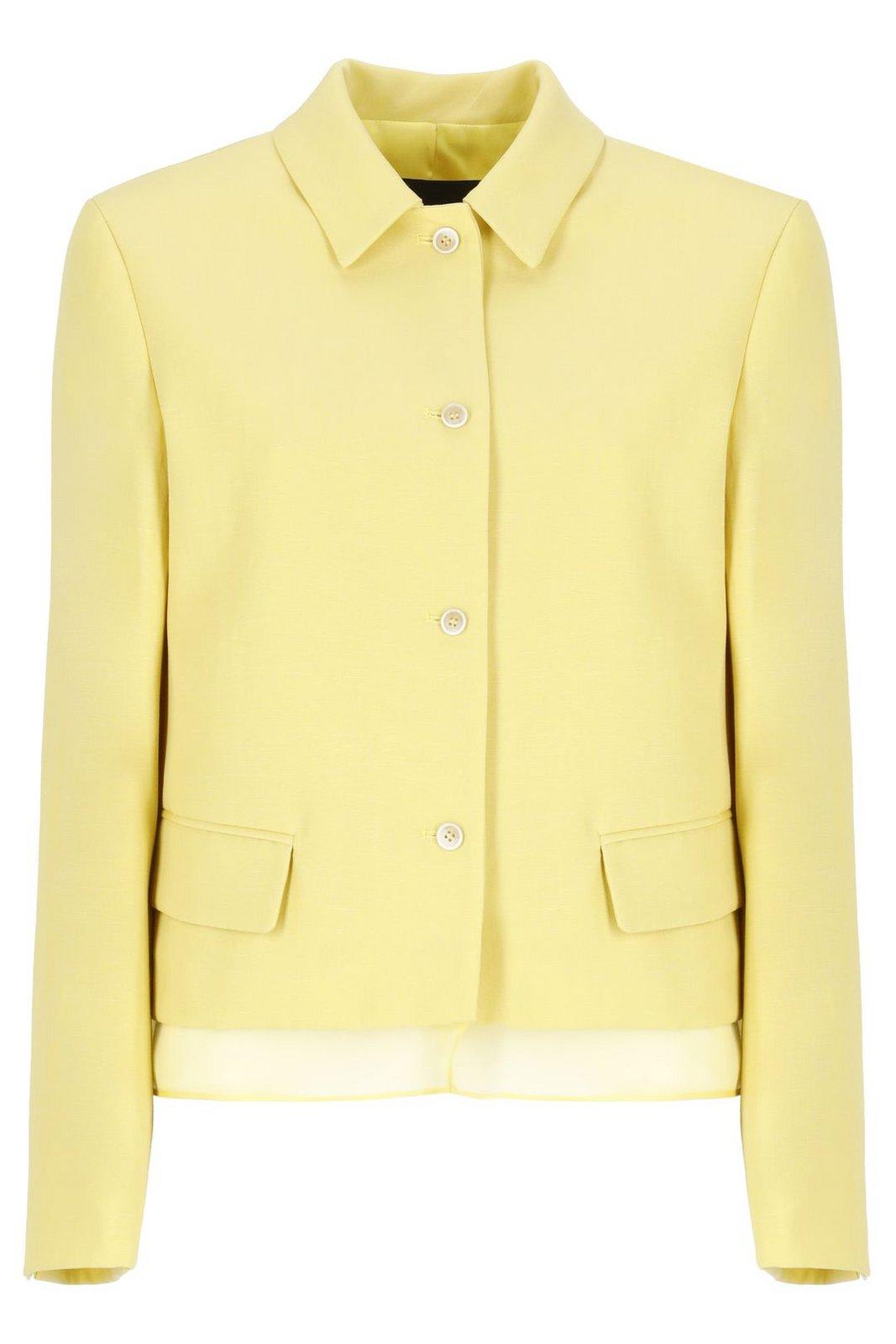 Fabiana Filippi Long Sleeved Buttoned Jacket In Yellow