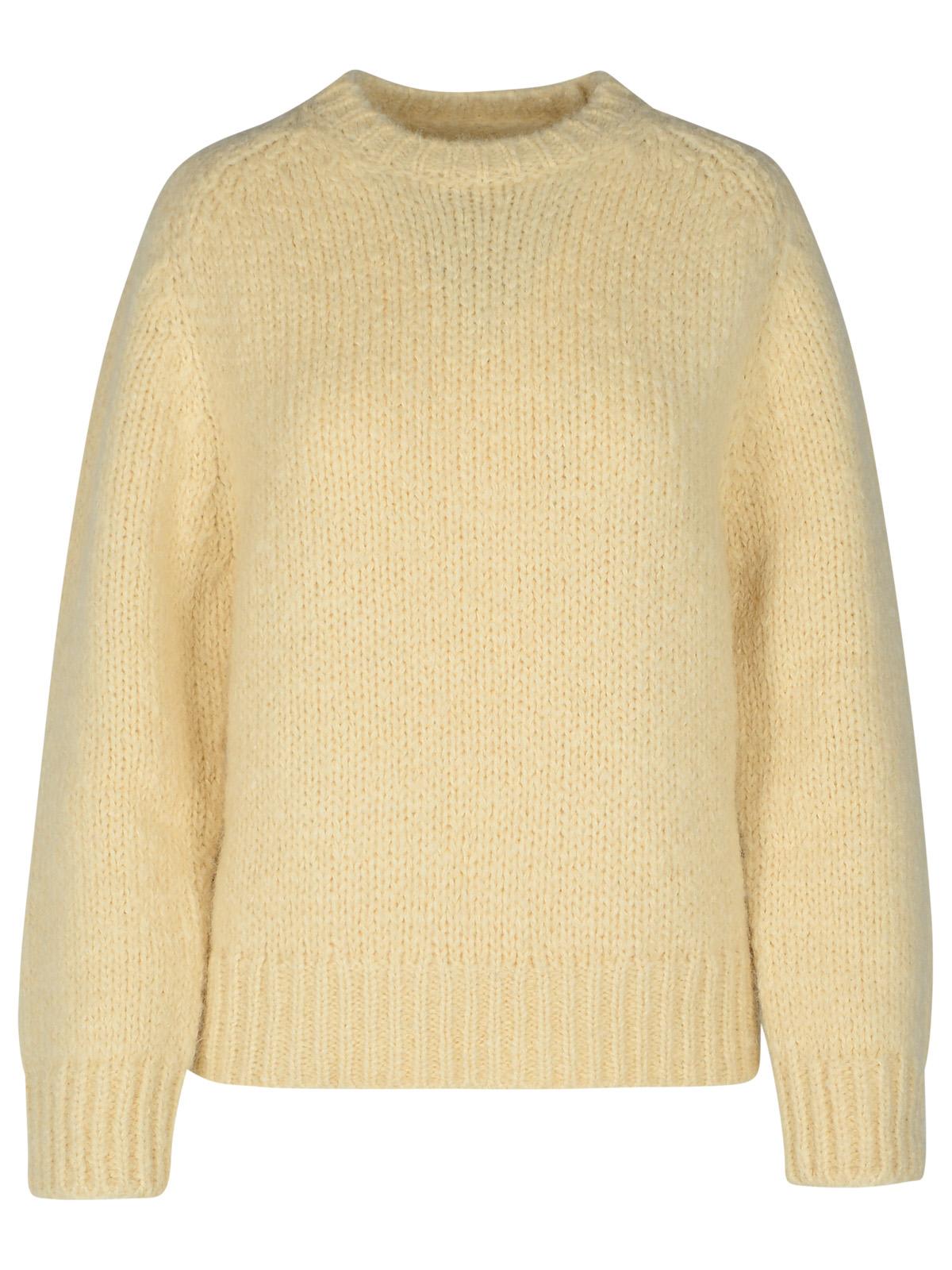 Shop Jil Sander Cream Mohair Blend Sweater