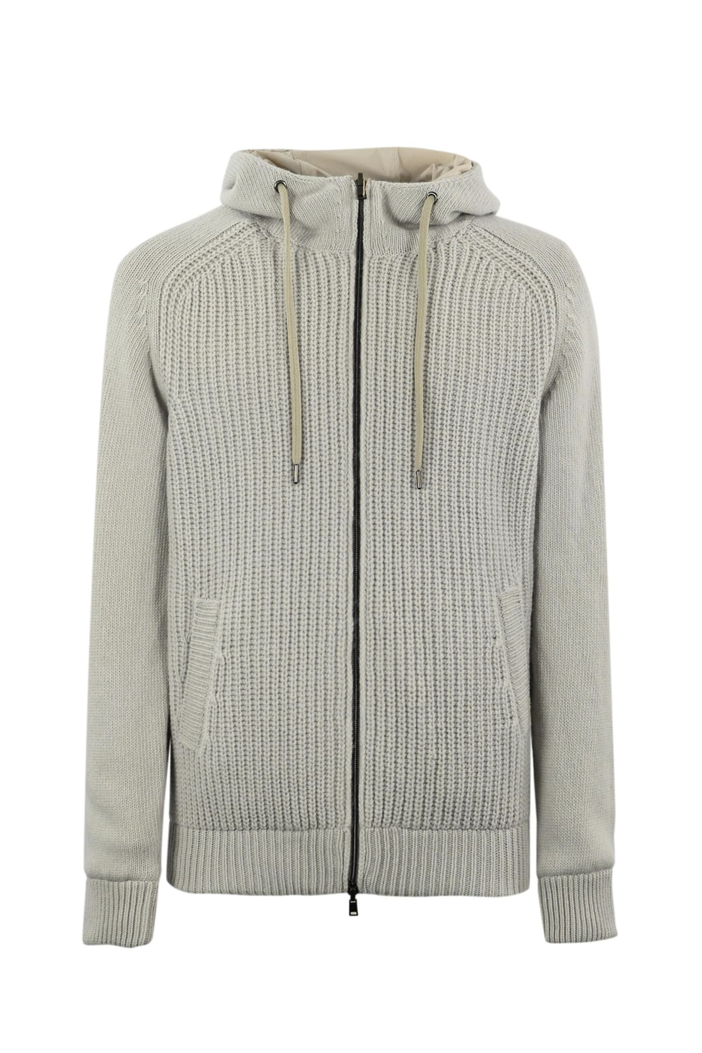 Herno Reversible Jacket-sweater In Gray