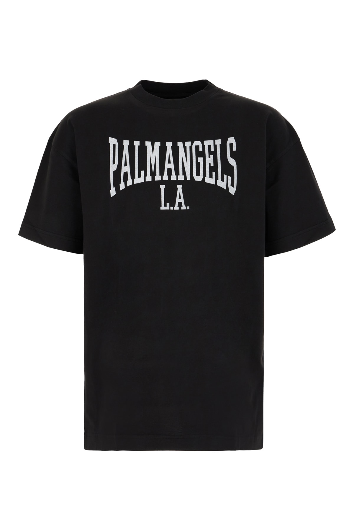 Palm Angels Black Cotton T-shirt In Black Off White