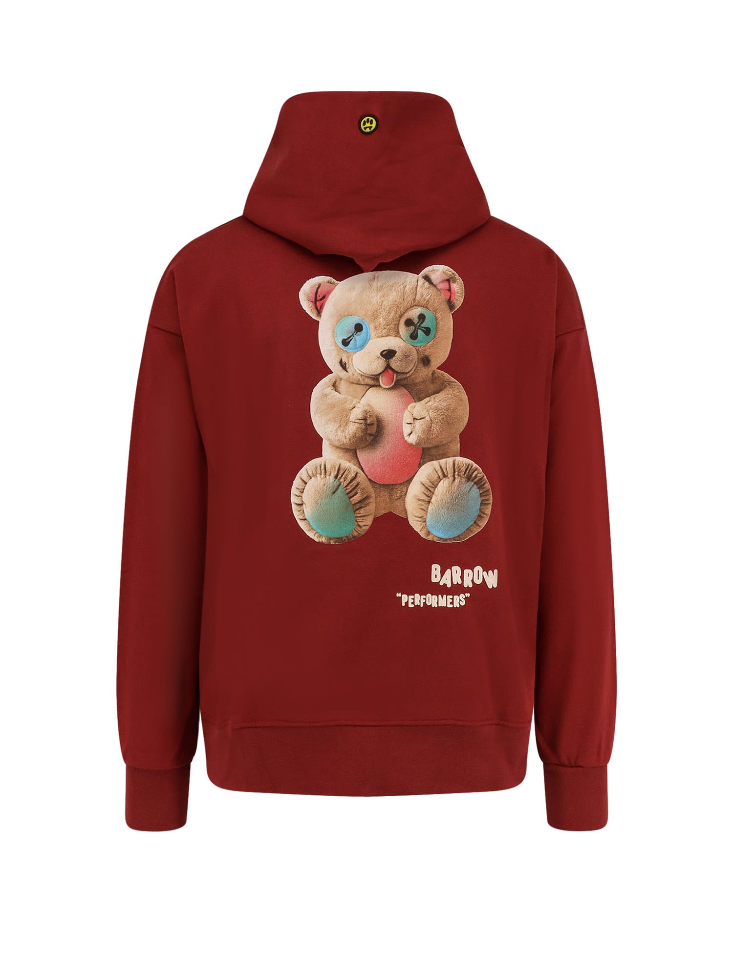 Barrow Cotton Sweatshirt With Hood And Graphic Back In Burgundy