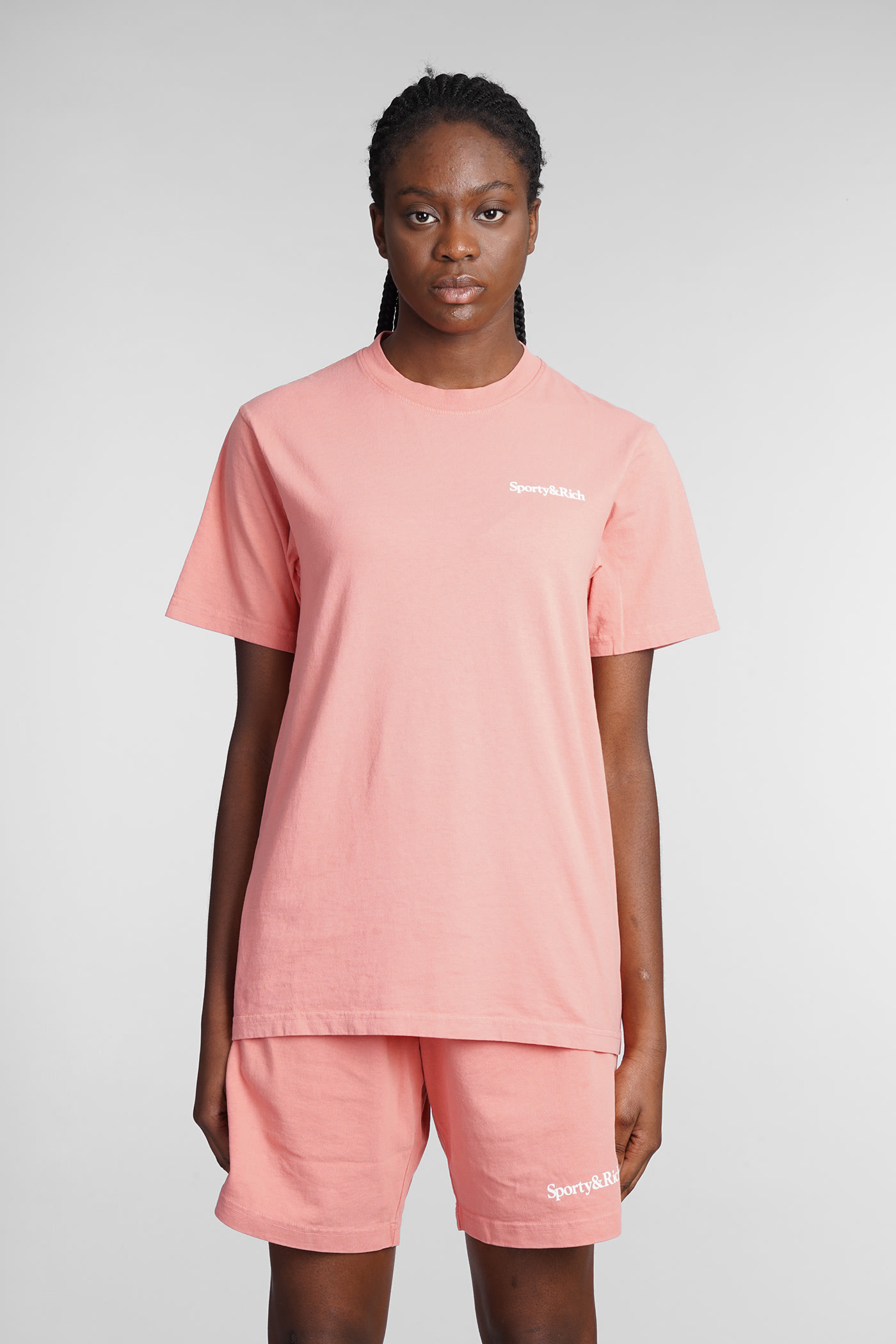 Sporty & Rich T-shirt In Rose-pink Cotton