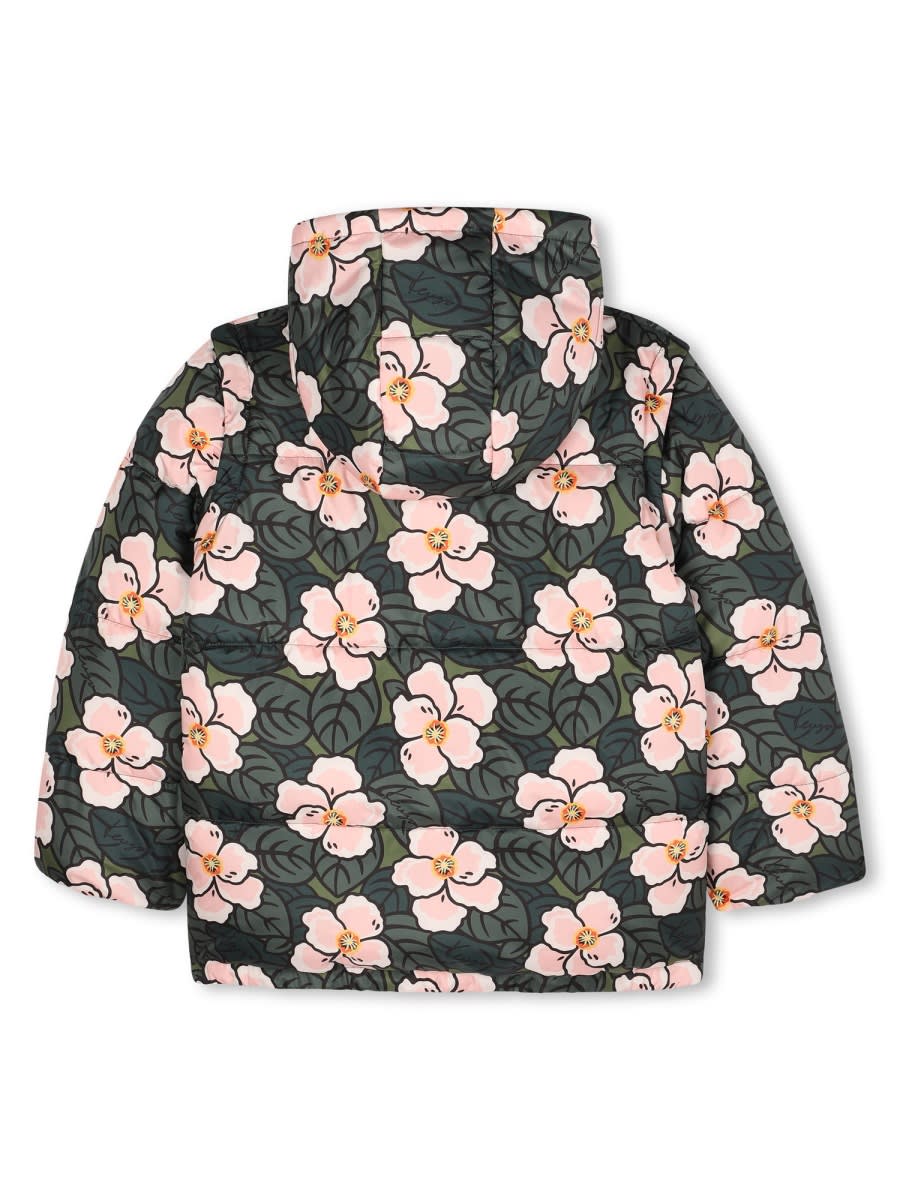 Kenzo Floral-print Puffer Jacket In Pink