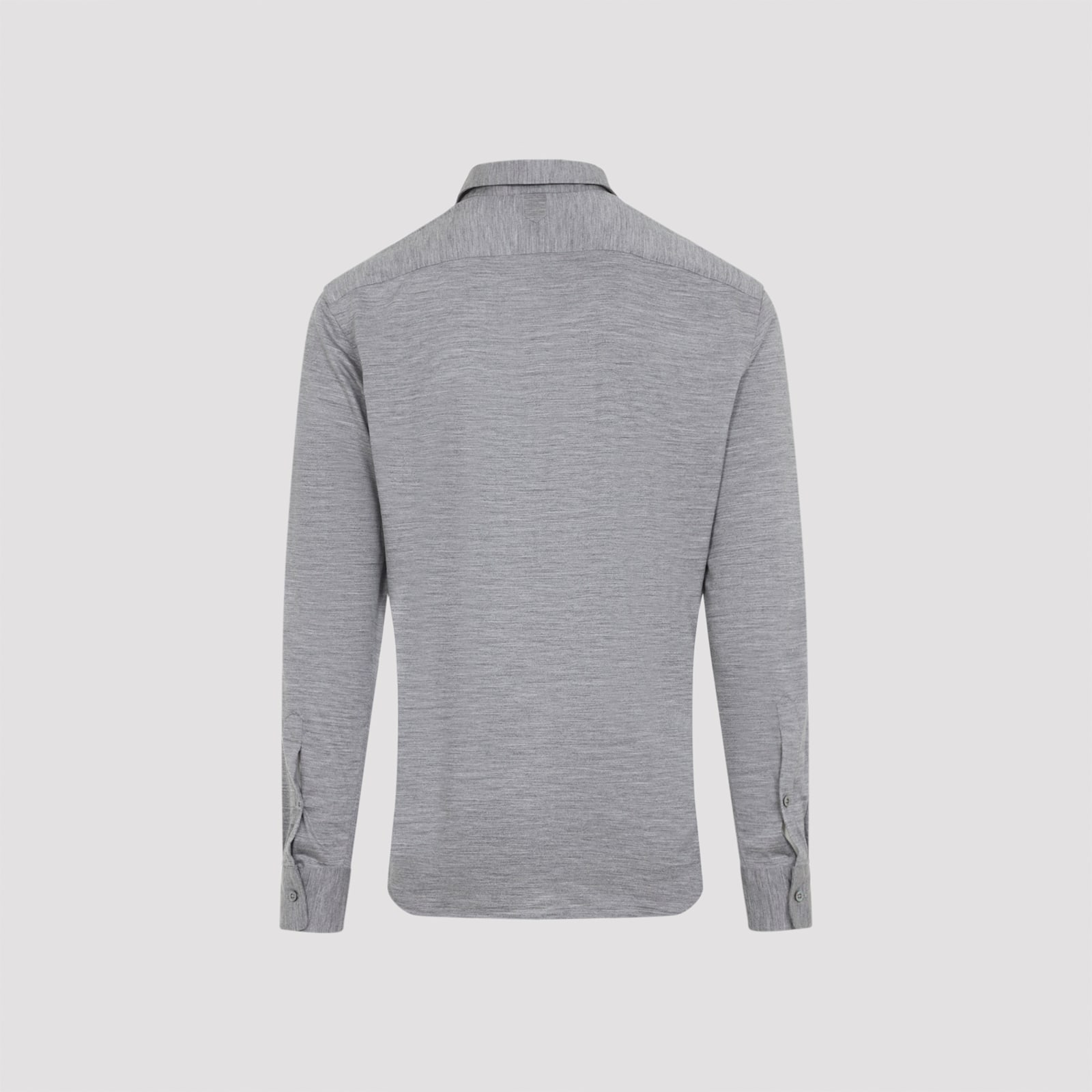 Canali Long-sleeved Wool Shirt In Gray