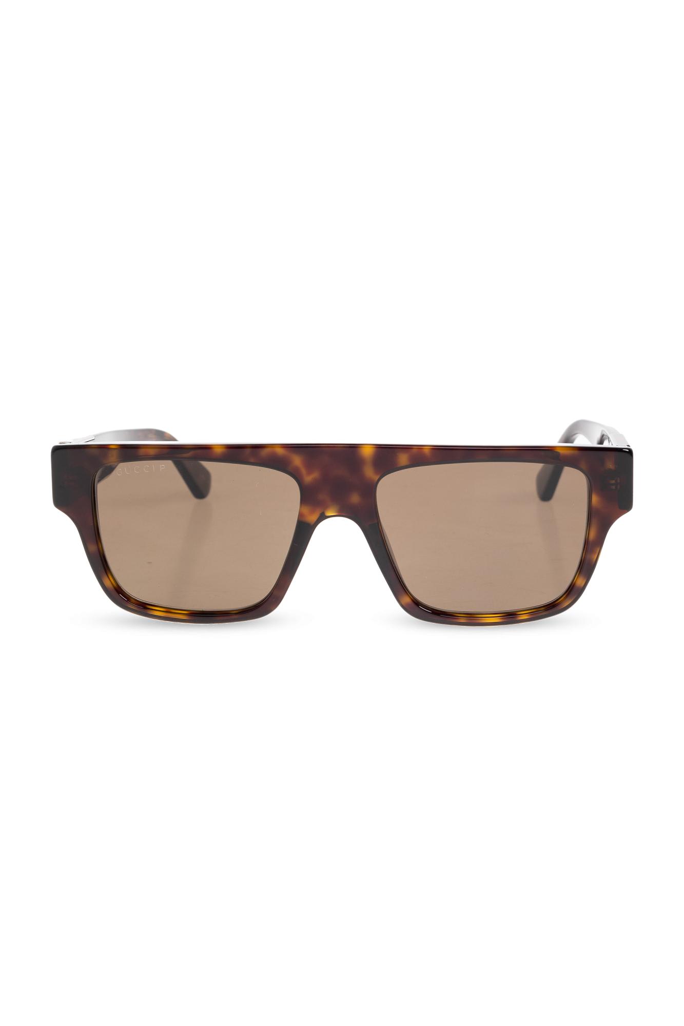 Gucci Rectangular Frame Sunglasses Tortoiseshell Pattern In Brown