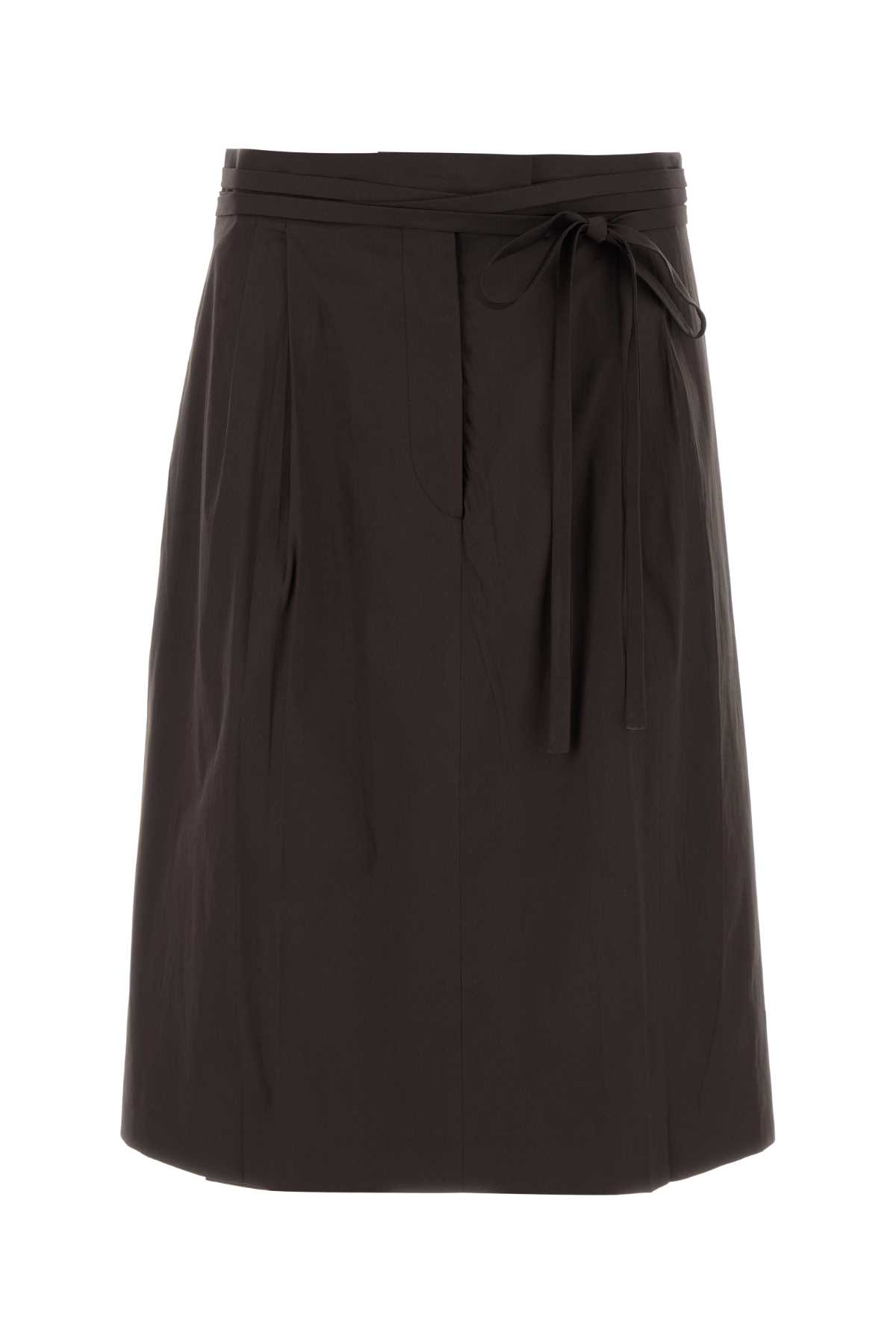 Prada Women Brown Stretch Poplin Skirt In Brown