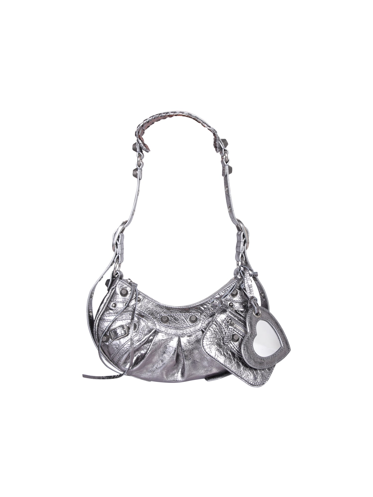 Balenciaga Le Cagole Xs Leather Crossbody Bag In Metallic