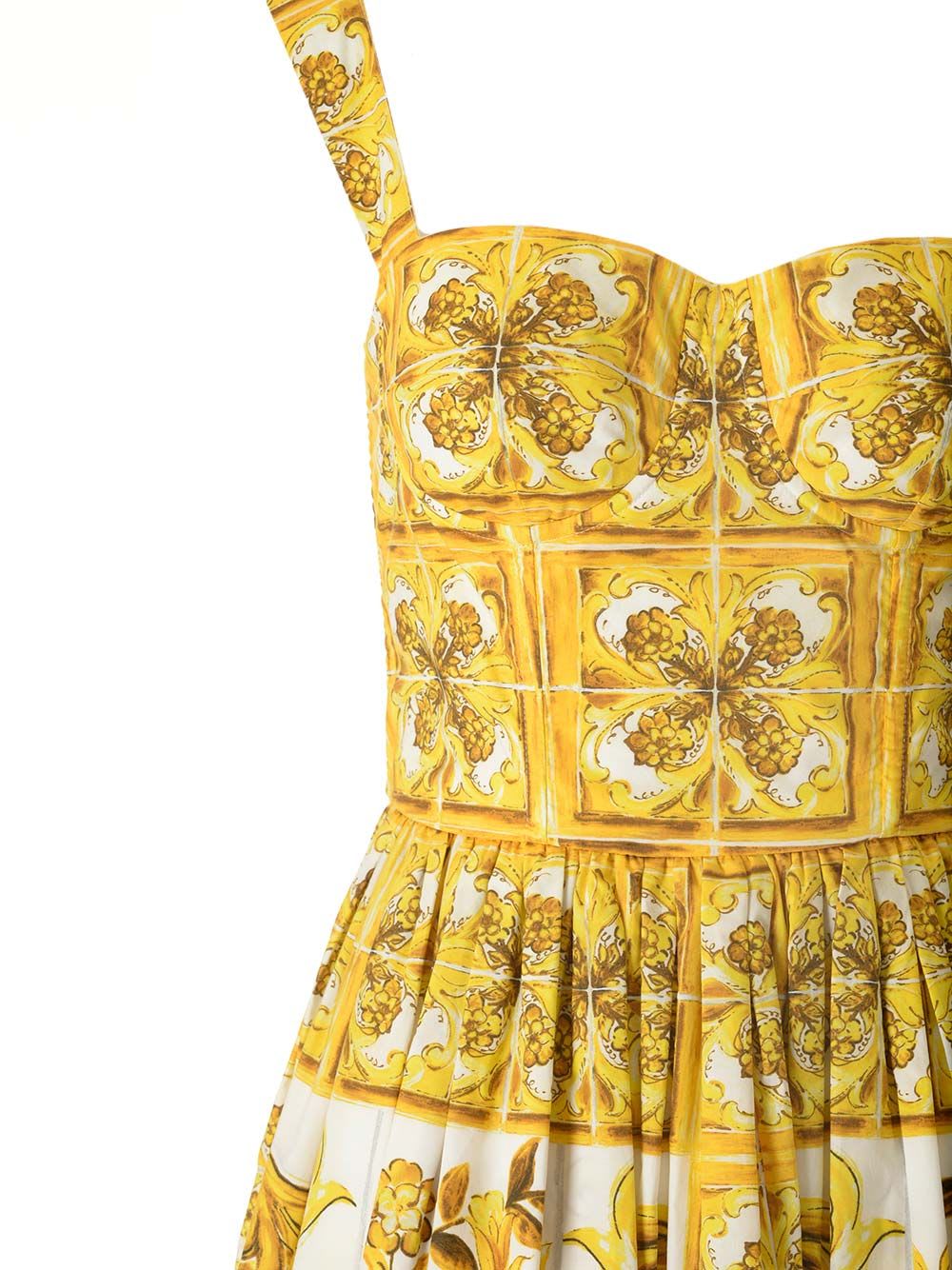 Shop Dolce & Gabbana Bustier Midi Dress In Yellow