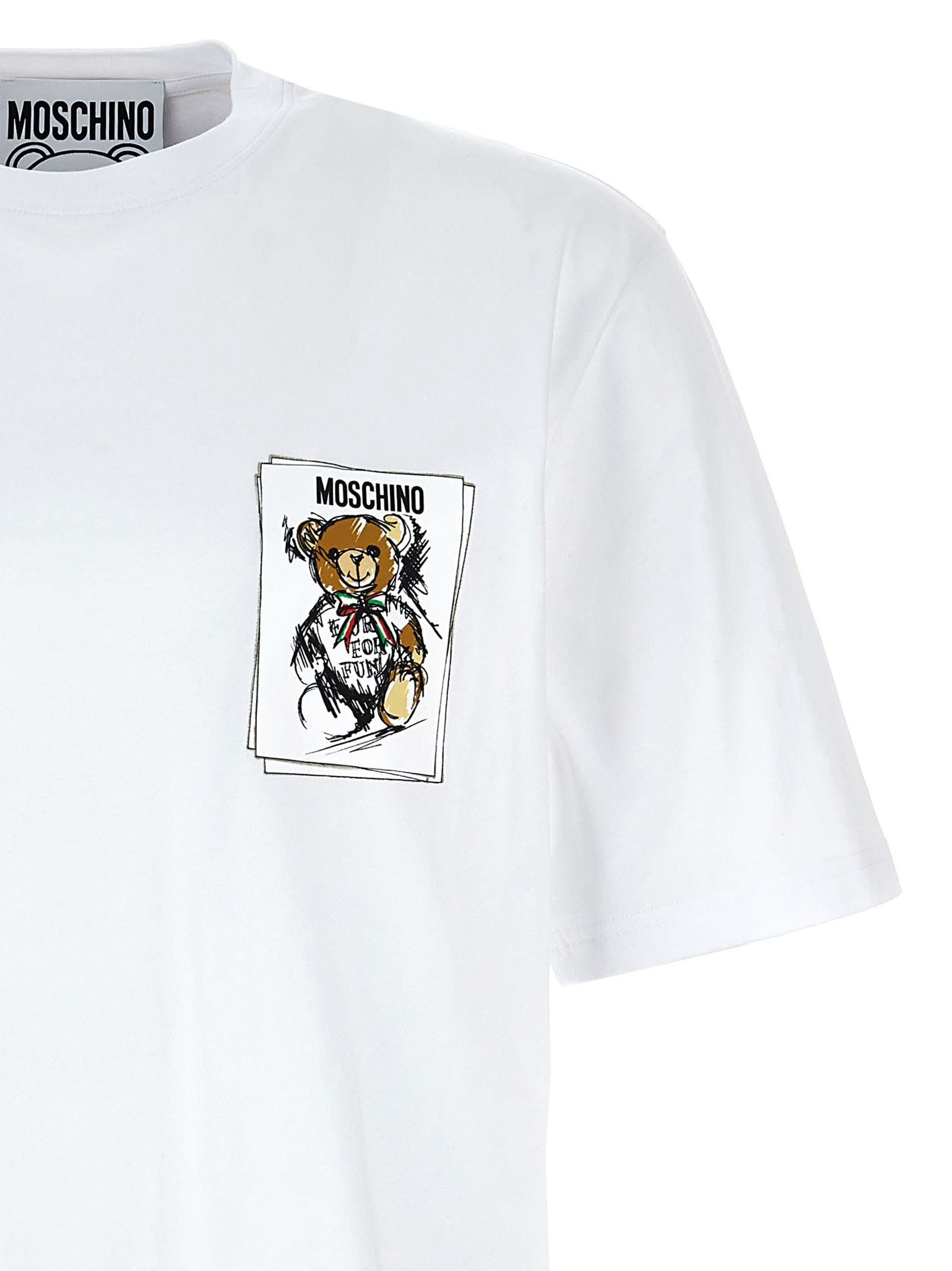 Shop Moschino Teddy T-shirt In White