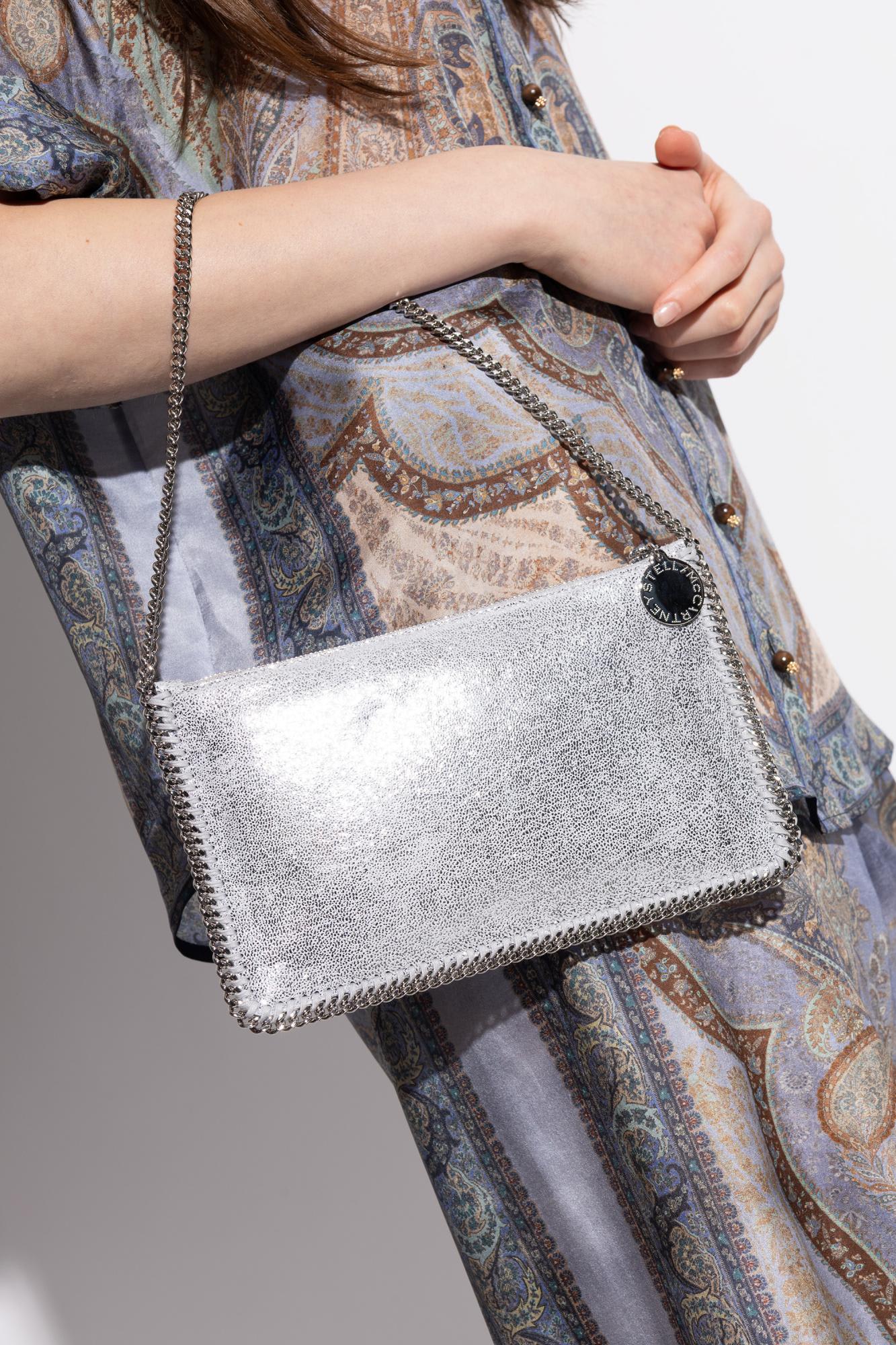 Stella Mccartney Chain Strap Rectangular Clutch Bag In Silver