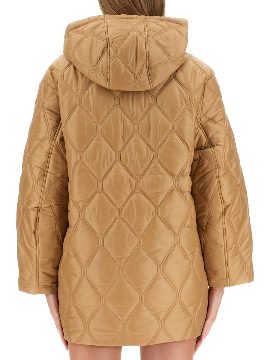 Shop Ganni Hooded Jacket In Beige