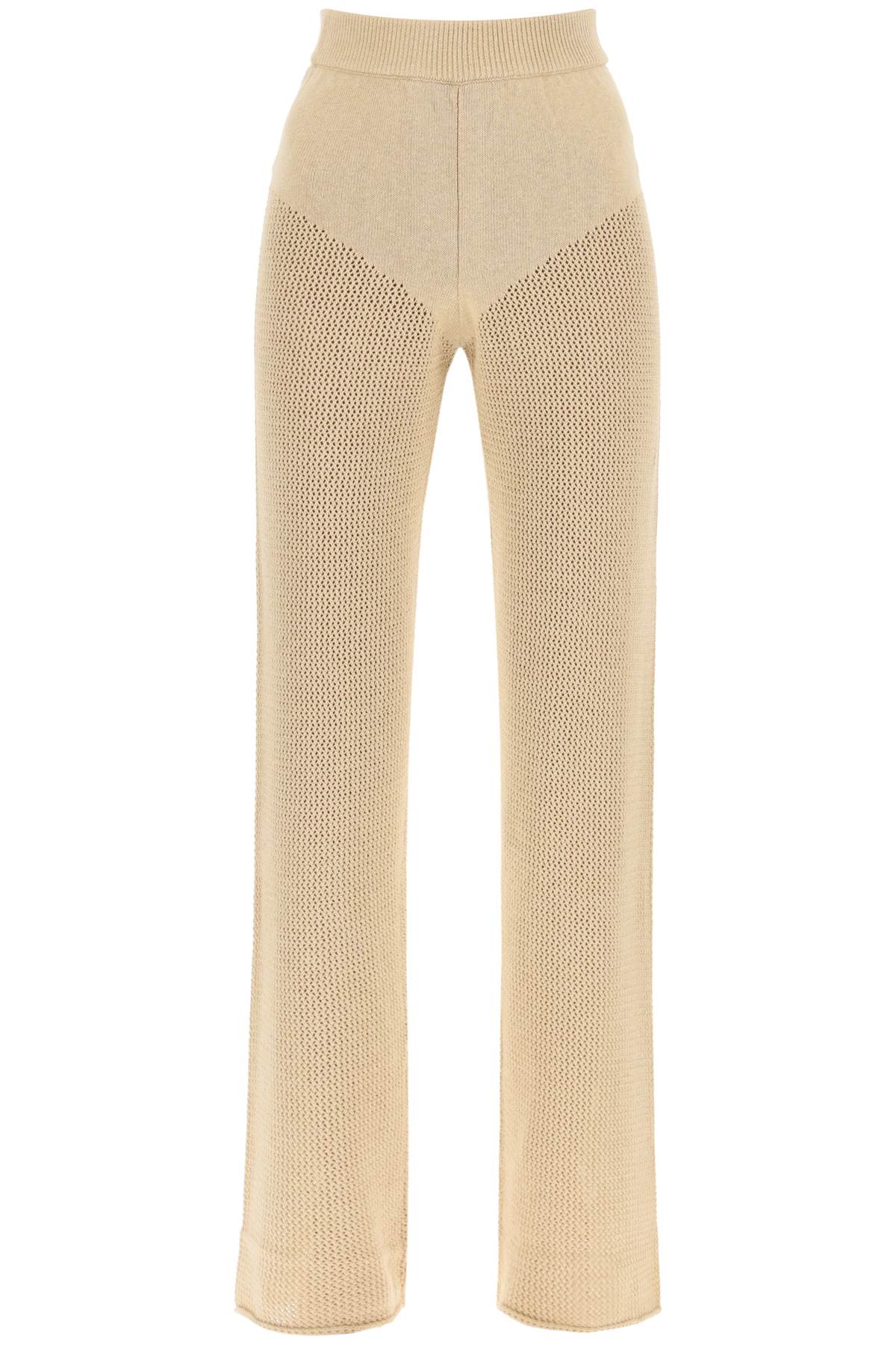 Shop Mvp Wardrobe Cambria Openwork Pants In Nude (beige)