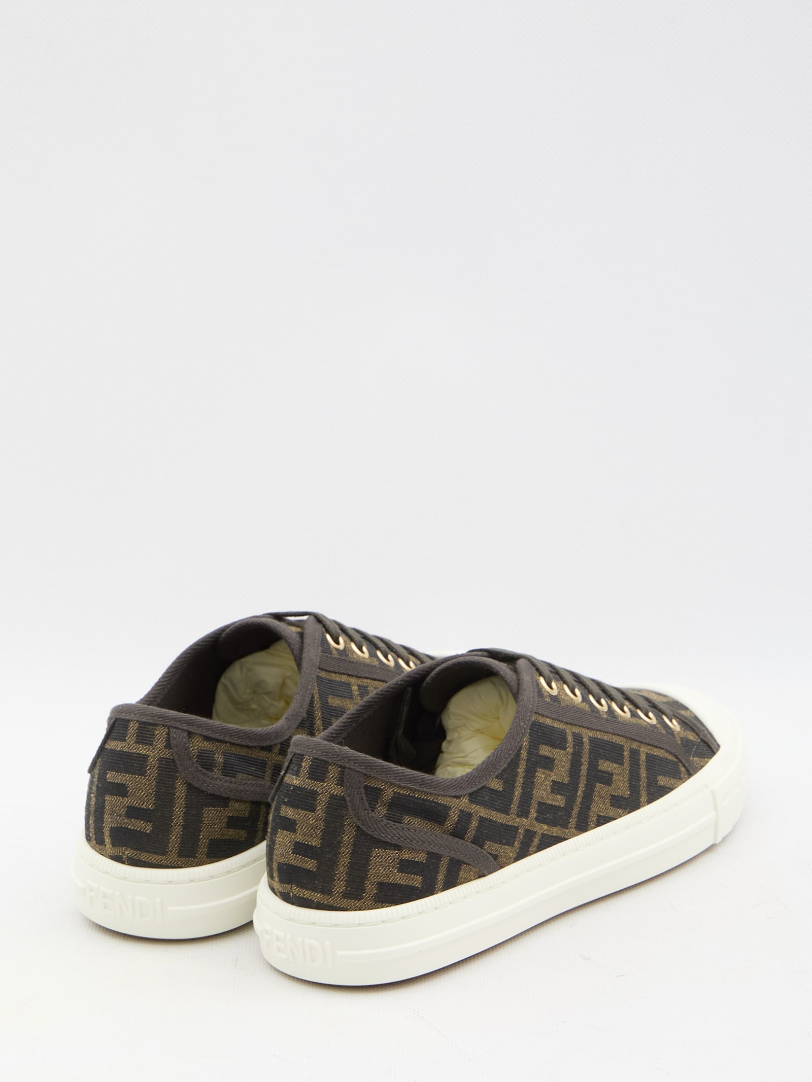 Shop Fendi Domino Sneakers In Beige