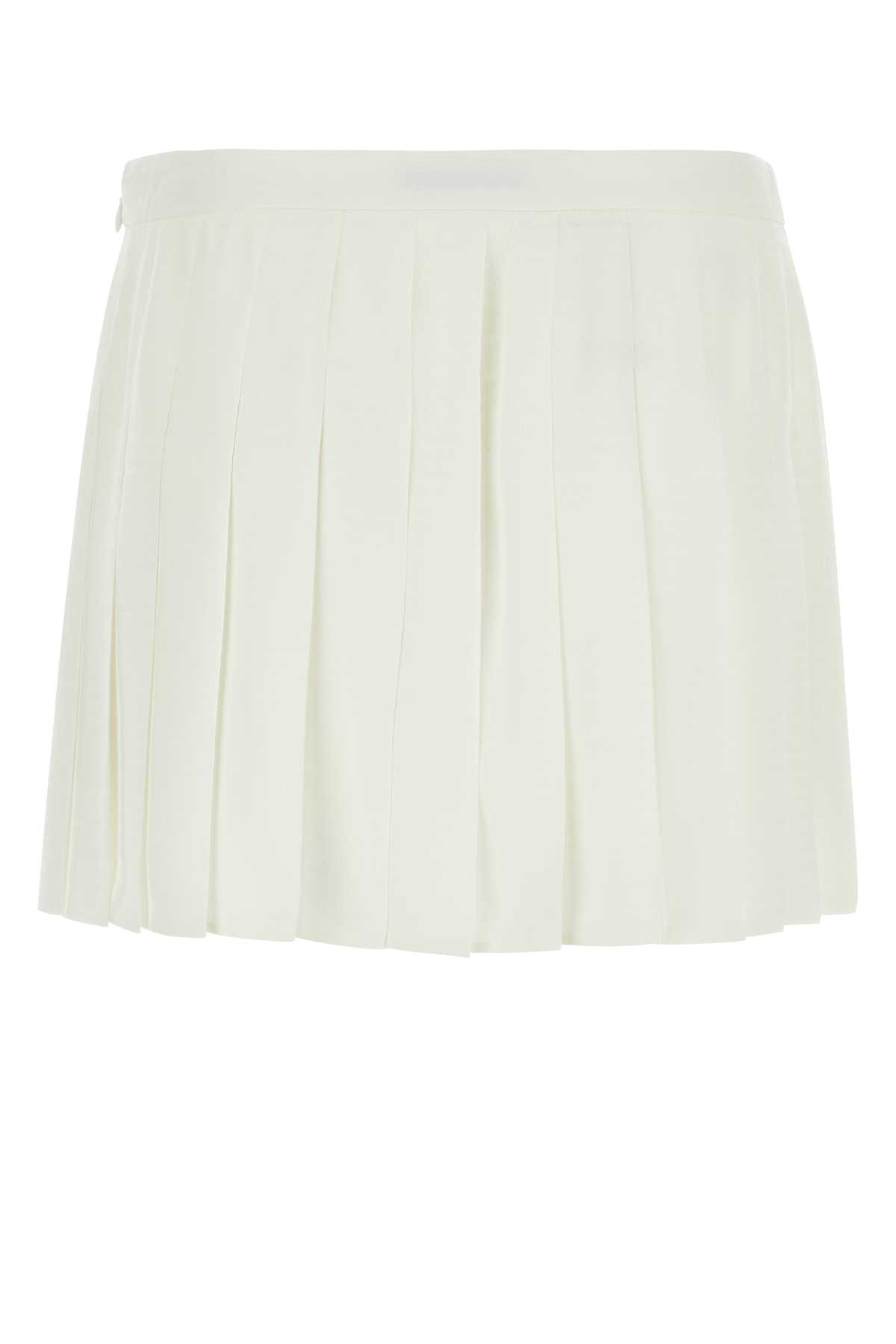Shop Prada Chalk Silk Miniskirt In Bianco