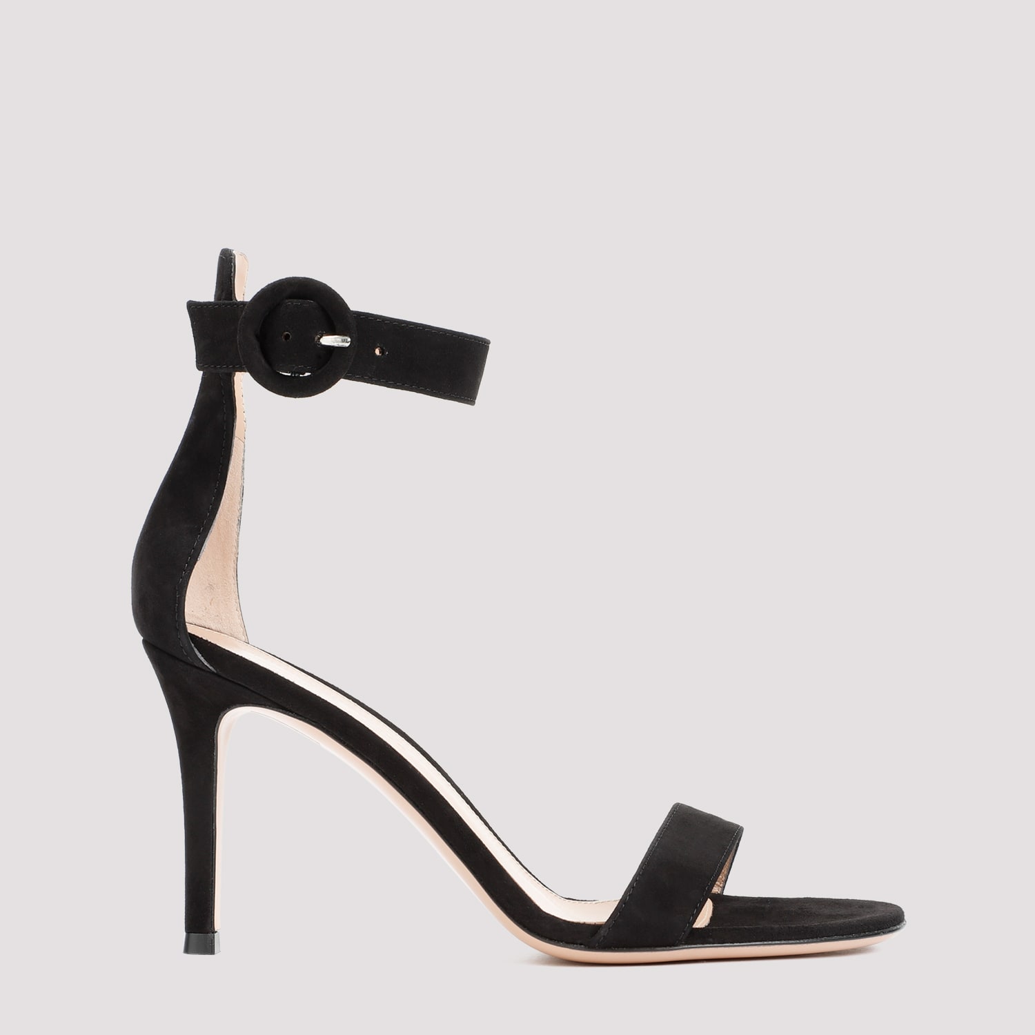 Shop Gianvito Rossi Portofino 85 Suede Sandals In Nero Black