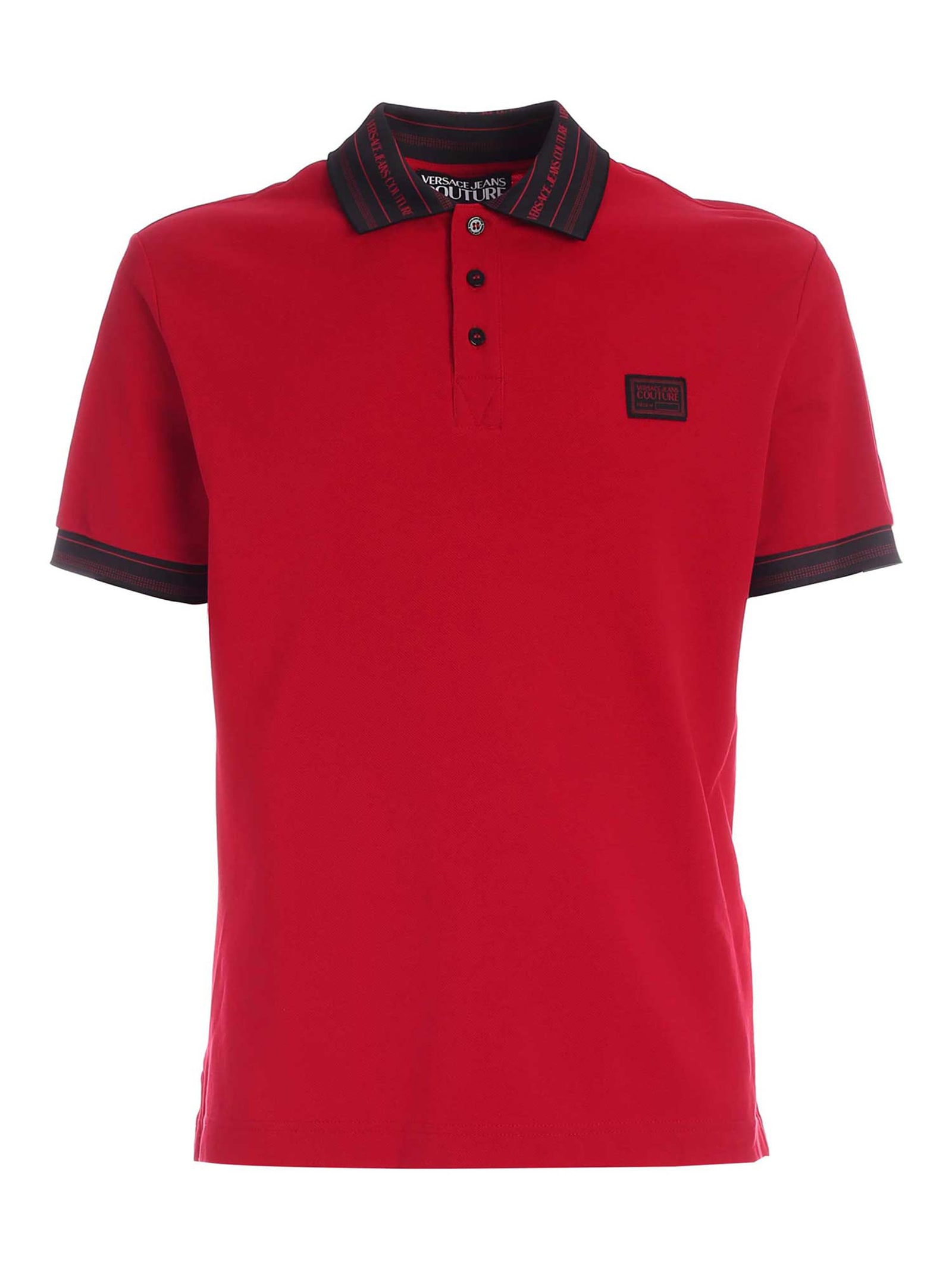 VERSACE JEANS COUTURE LETTERING LOGO DETAIL POLO SHIRT IN RED,B3GWA7T136571N48