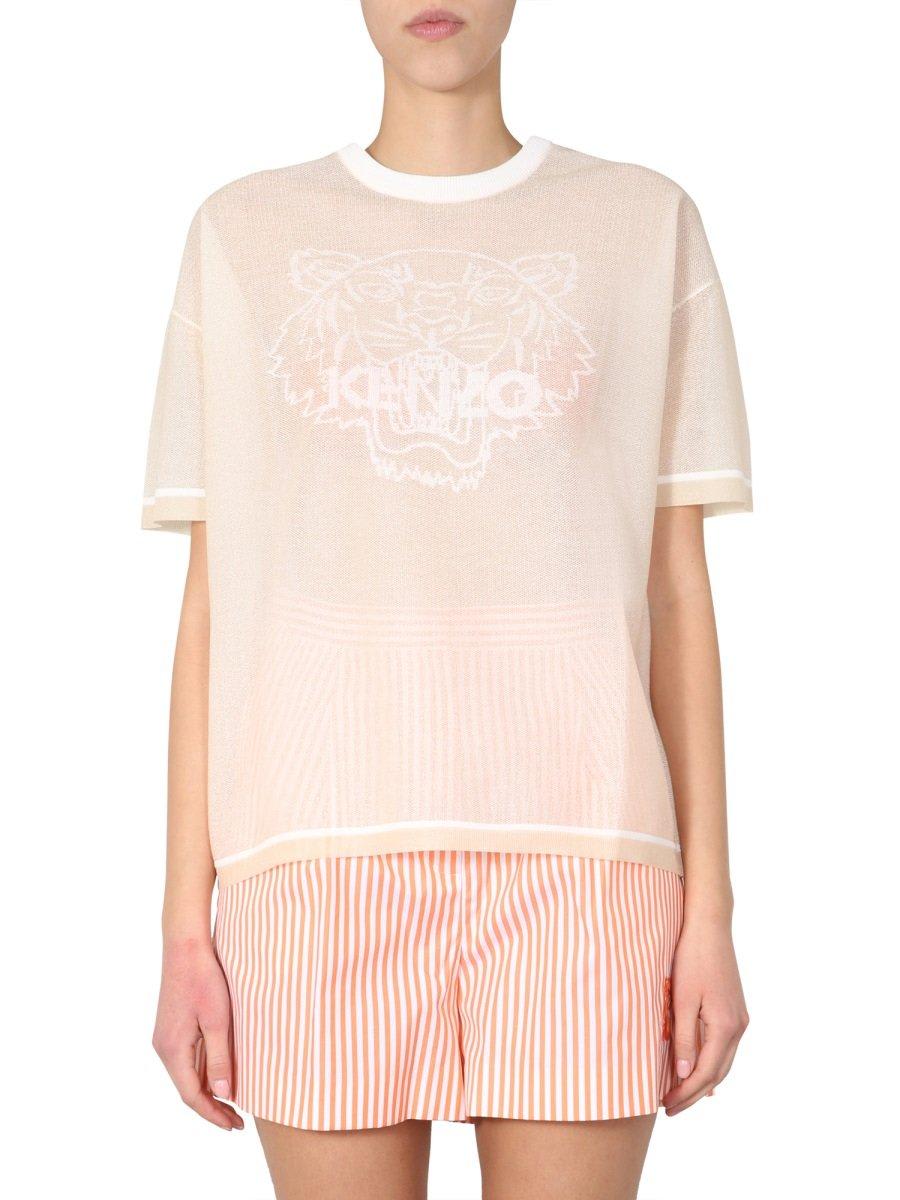 Shop Kenzo Tiger Intarsia T-shirt In White