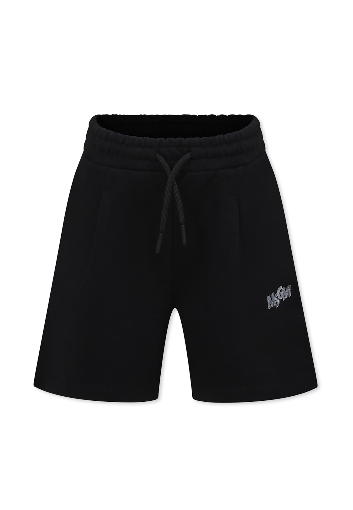 Msgm Black Shorts For Boy With Logo In Black