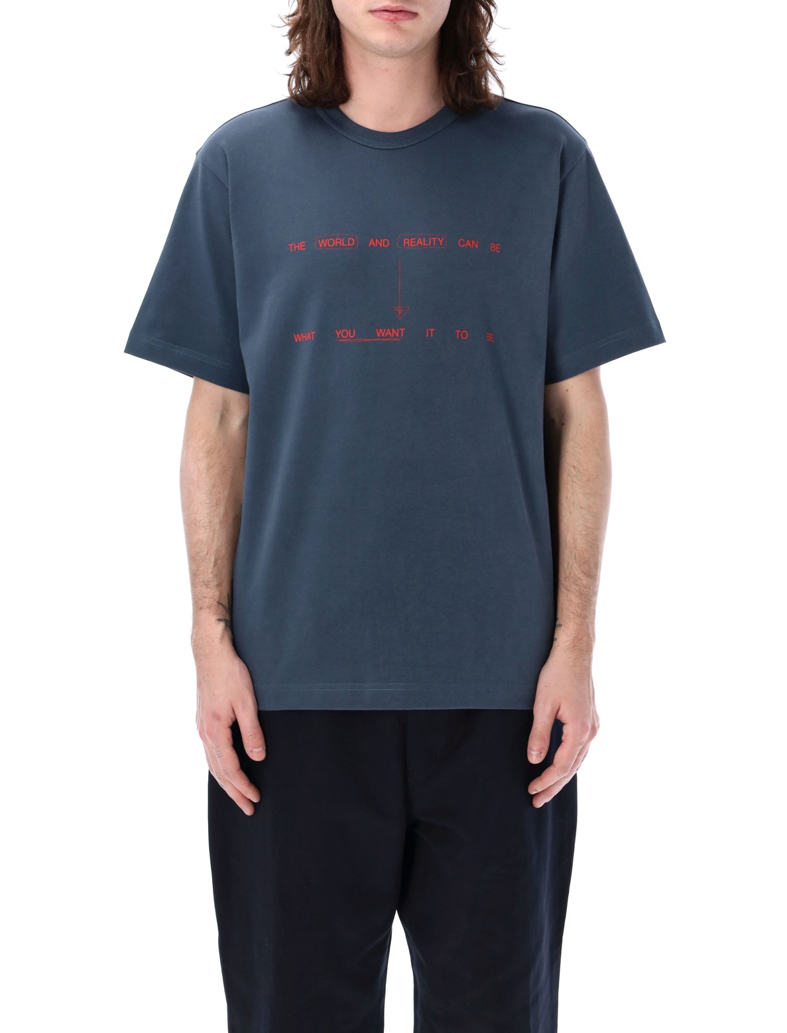 Shop Helmut Lang Printed T-shirt In Navy