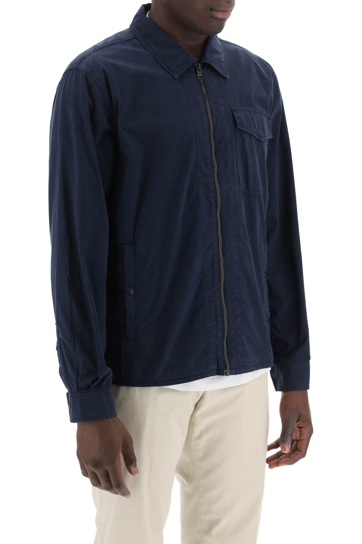 Shop Woolrich Cotton Overshirt For In Melton Blue (blue)