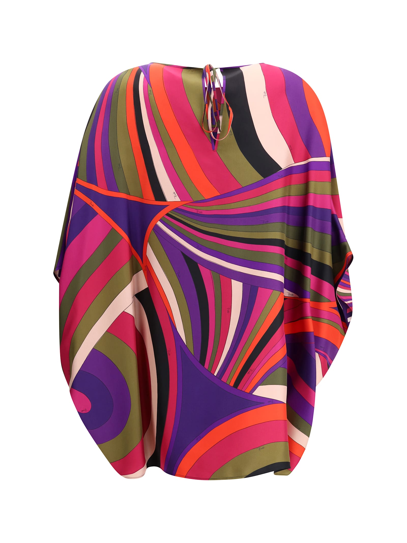 Pucci Short Caftan In Silk With Marmo Print In Multi