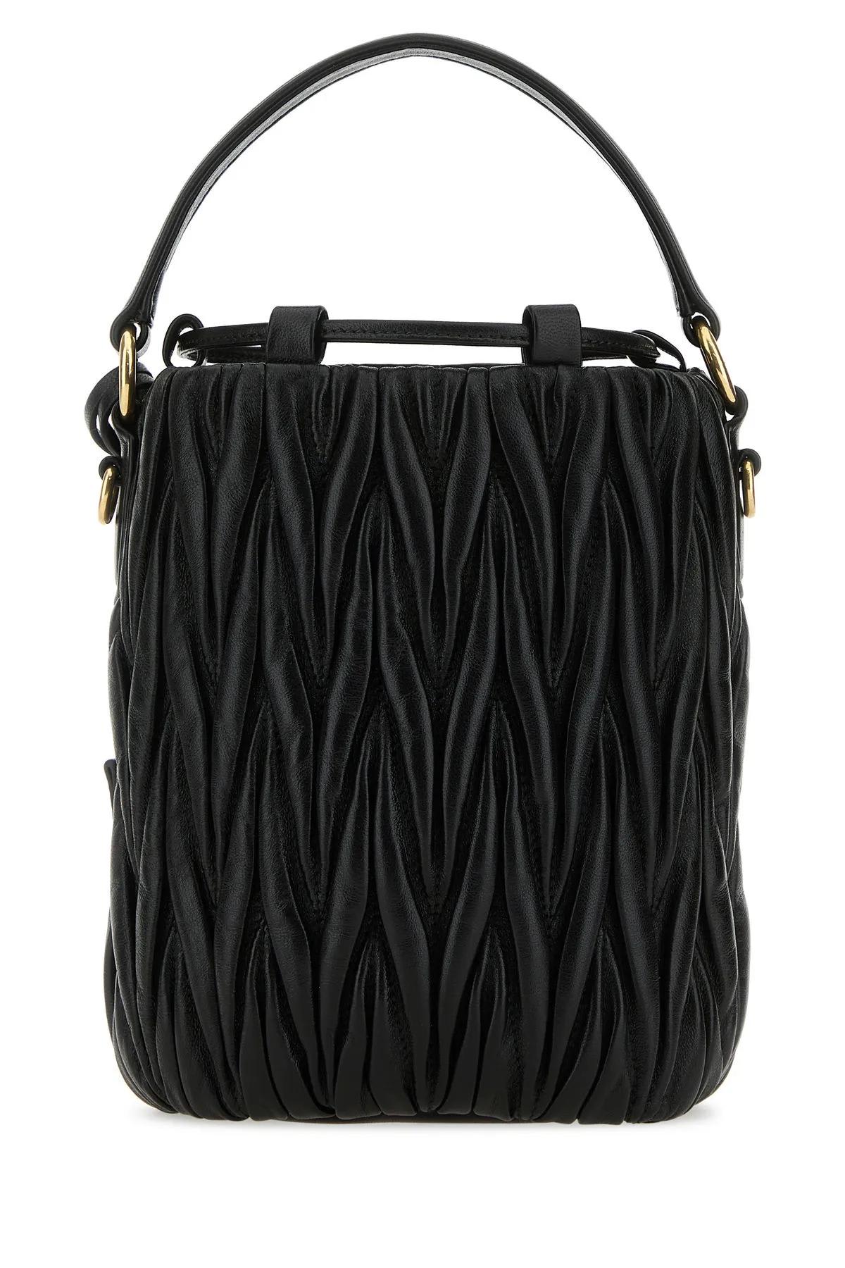 Shop Miu Miu Black Nappa Leather Bucket Bag