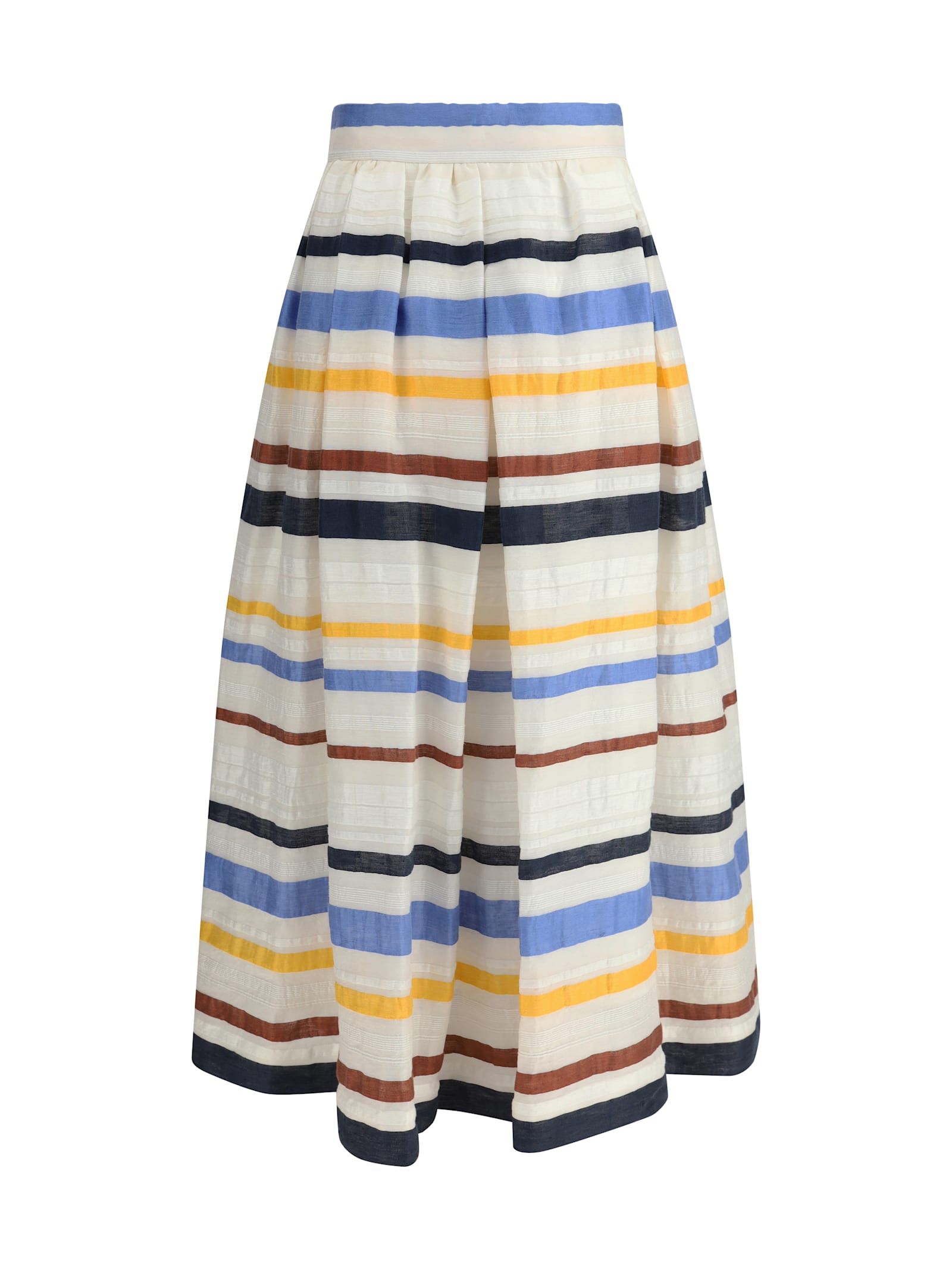 Sara Roka Striped Long Skirt In Fluid Linen Stripes