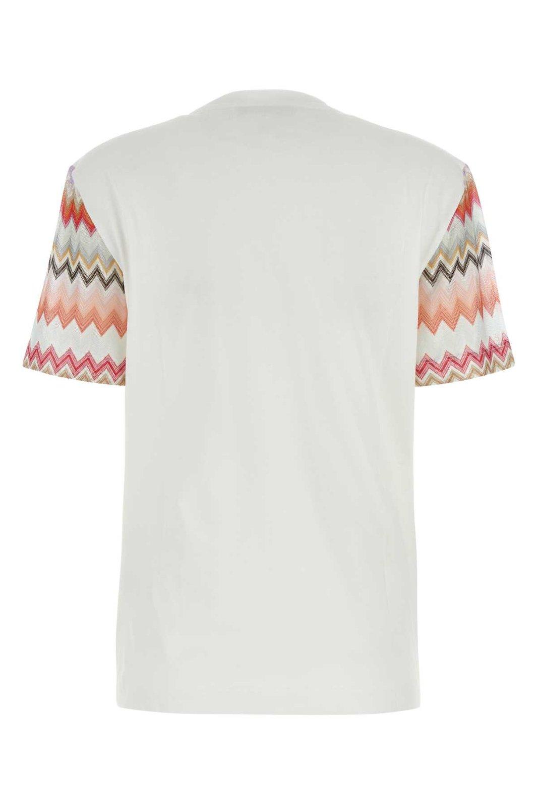 Shop Missoni Logo Embroidered Zigzag Sleeved T-shirt In Multicolor