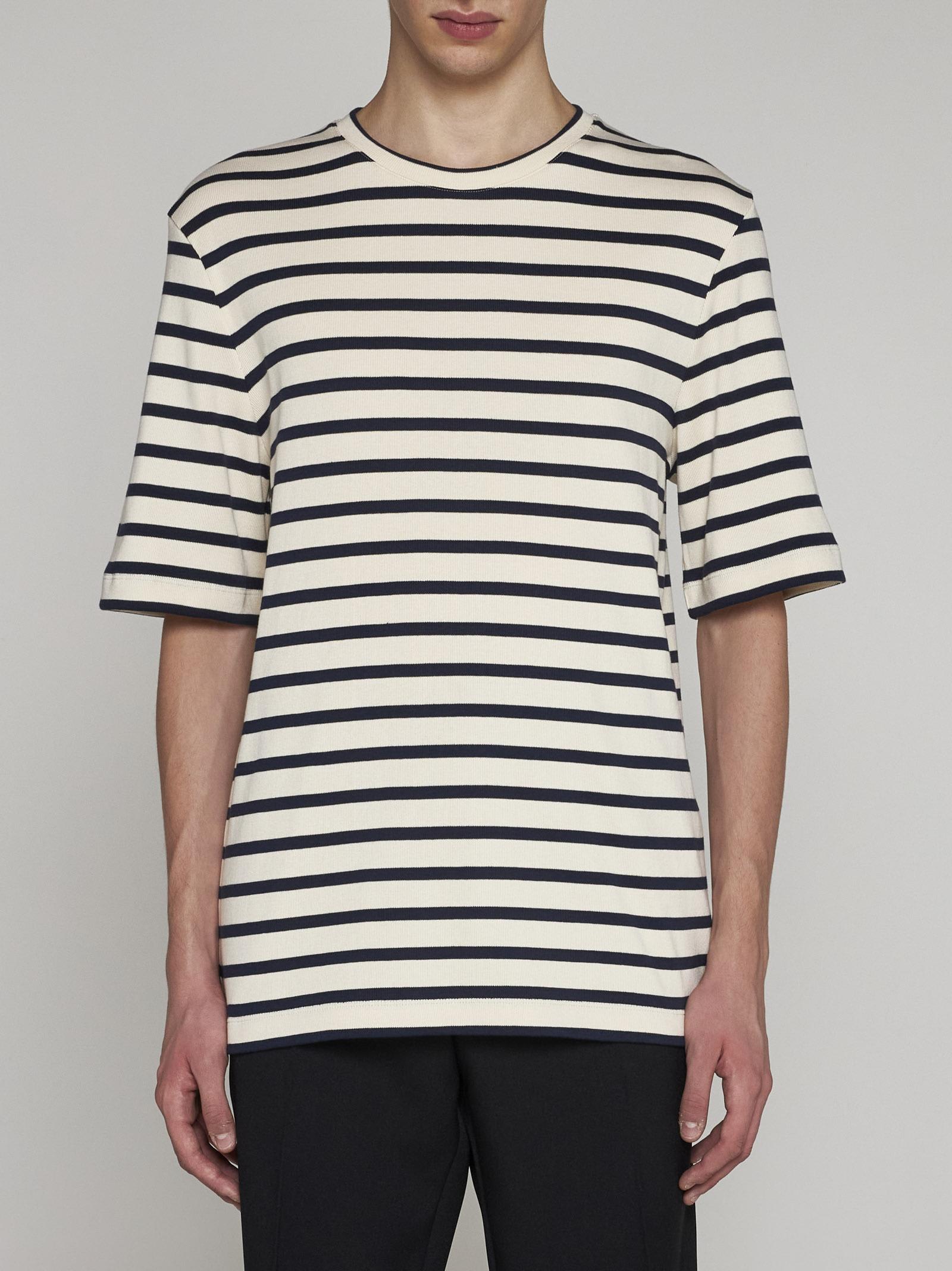 Shop Jil Sander Striped Cotton T-shirt In Bianco/nero