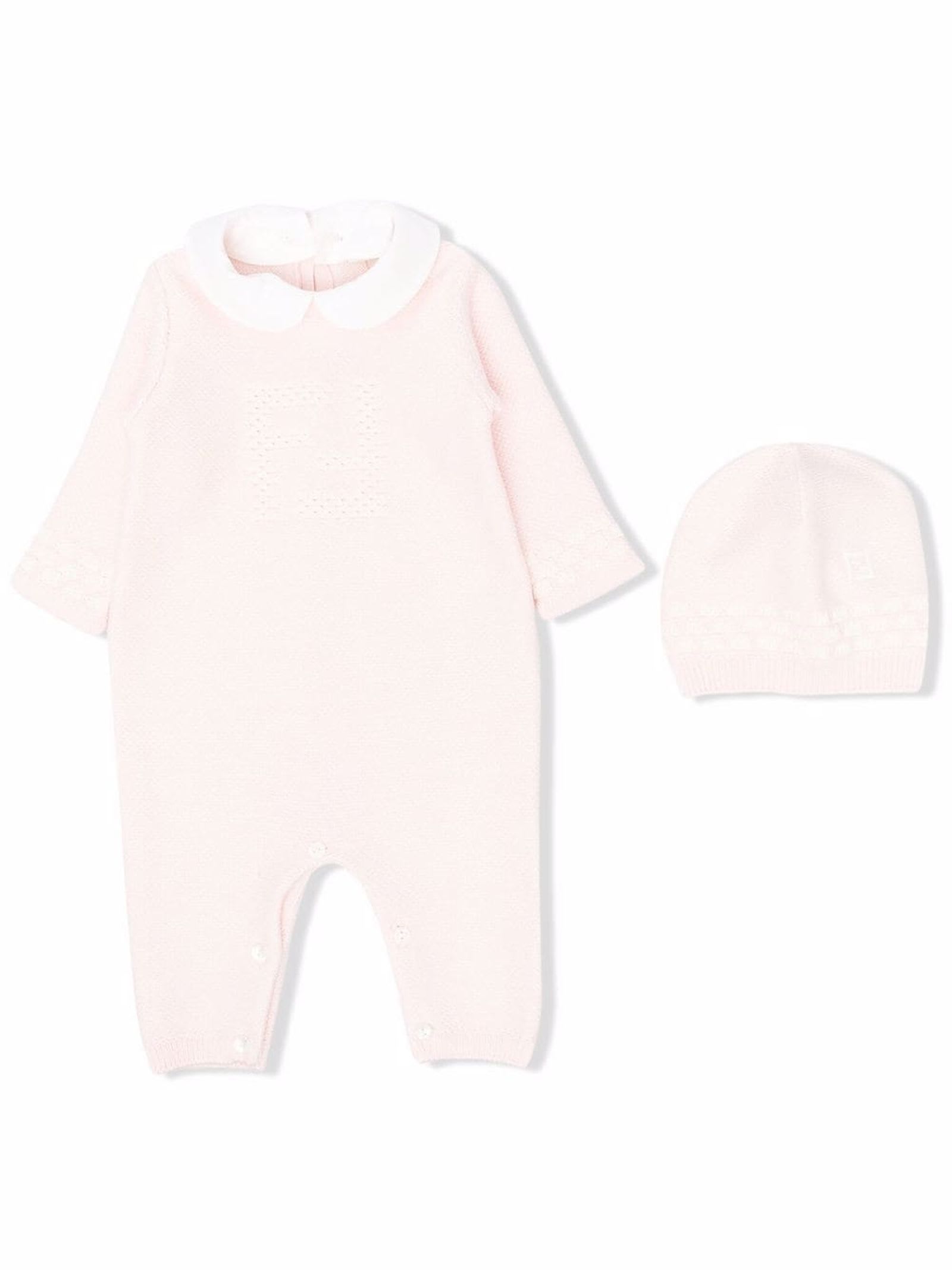 Fendi Rose Pink And White Romper And Hat